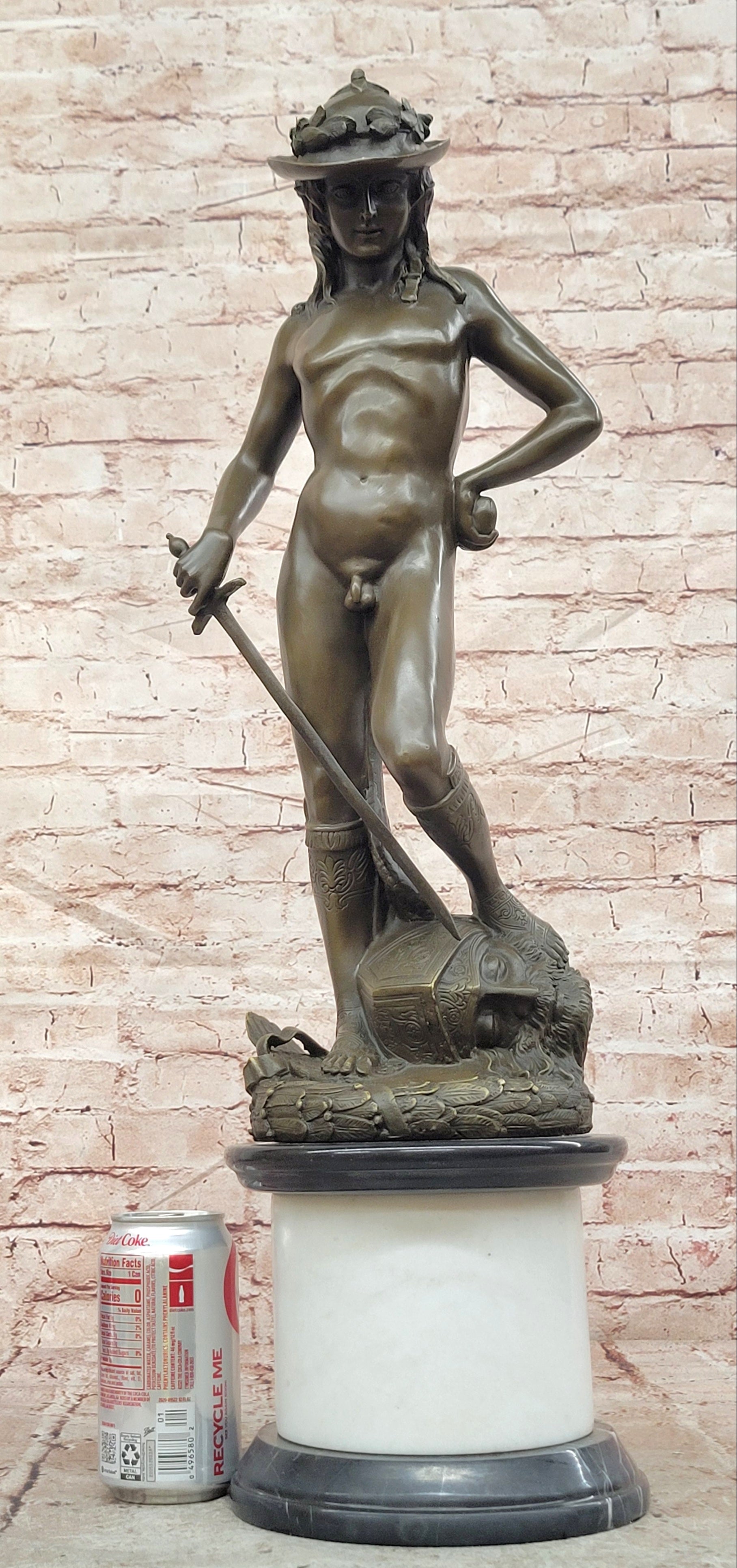 Bronze David Figurine Signed Donatello Classical Sculpture Fine Art Decor
