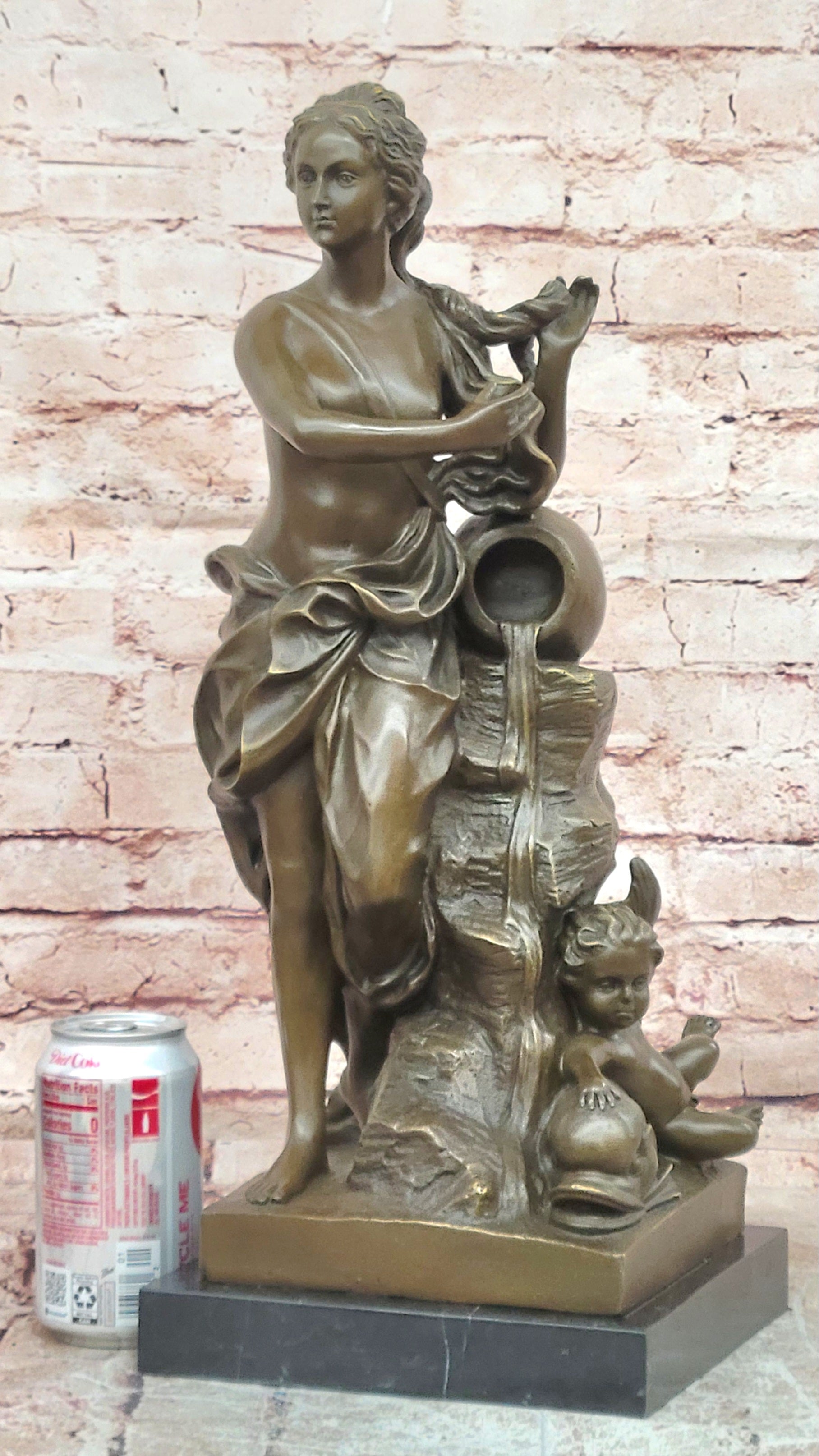 Bronze Goddess Venus and Cupid Statue Signed Cesaro Fine Art Sculpture