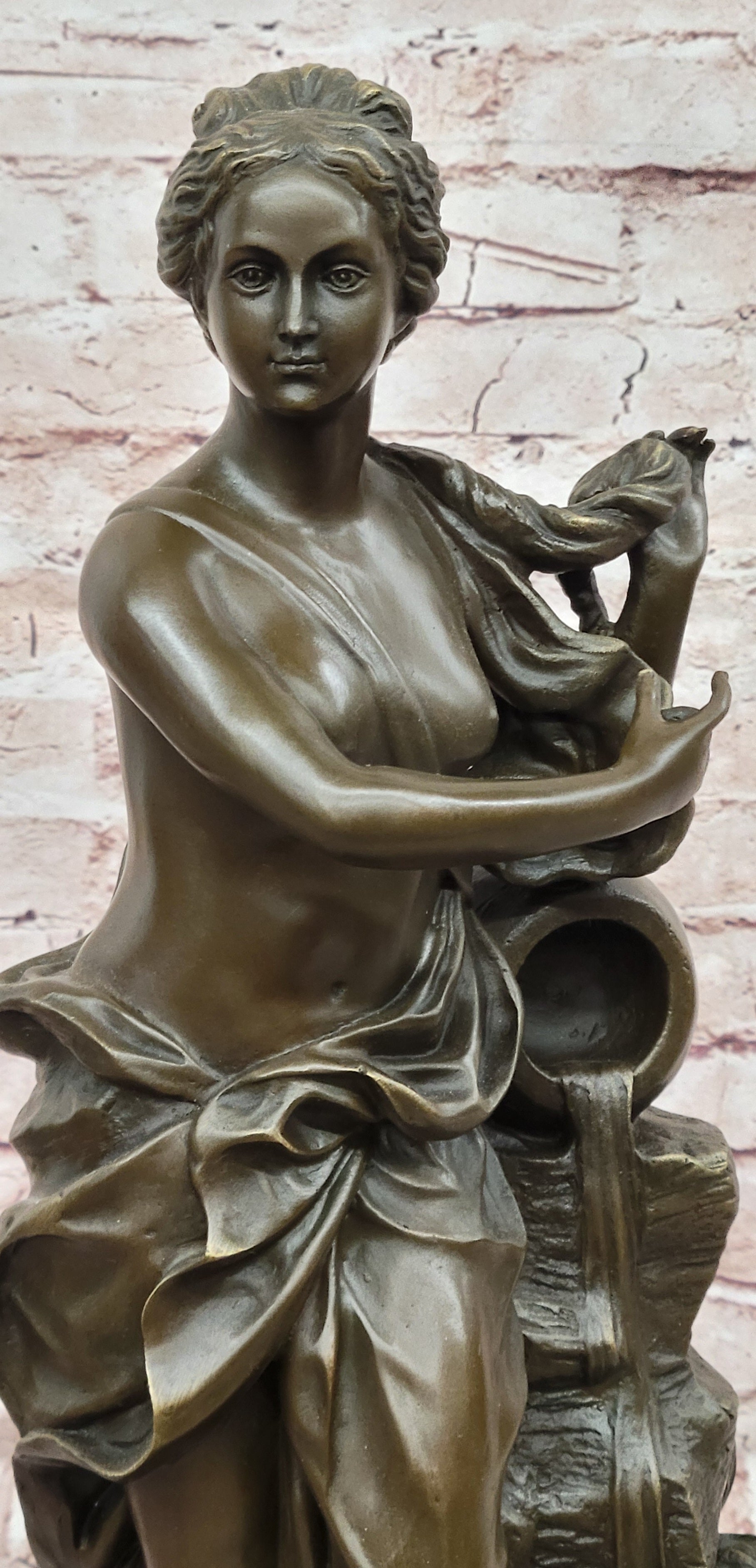 Bronze Goddess Venus and Cupid Statue Signed Cesaro Fine Art Sculpture