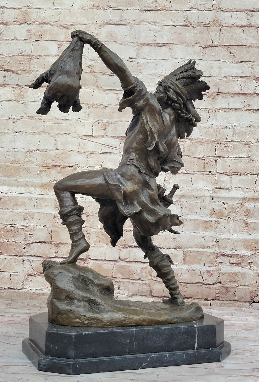 Hot Cast Elegance: Kauba`s Tribute Bronze - Native American with Baby Bear