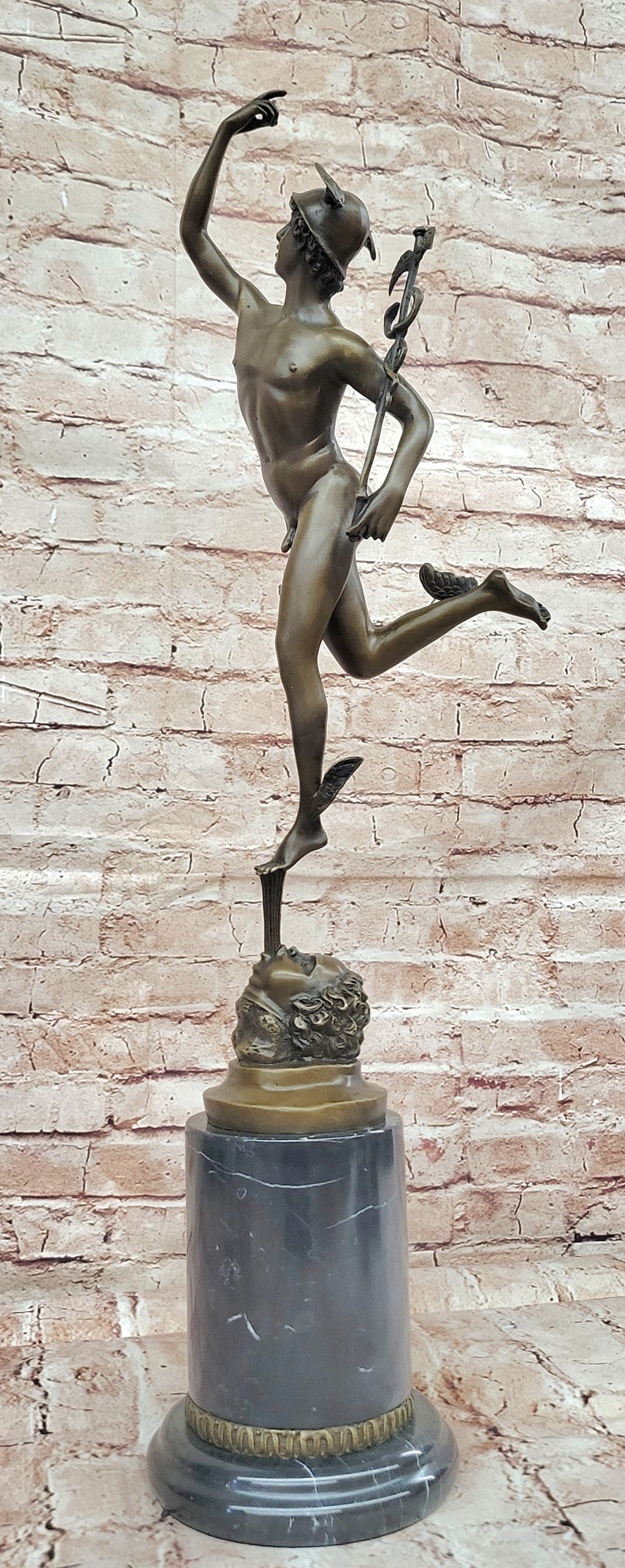 Bronze Skulptur Hermes Merkur 69 cm Figur Bronzefigur Bronzeskulptur antik Stil