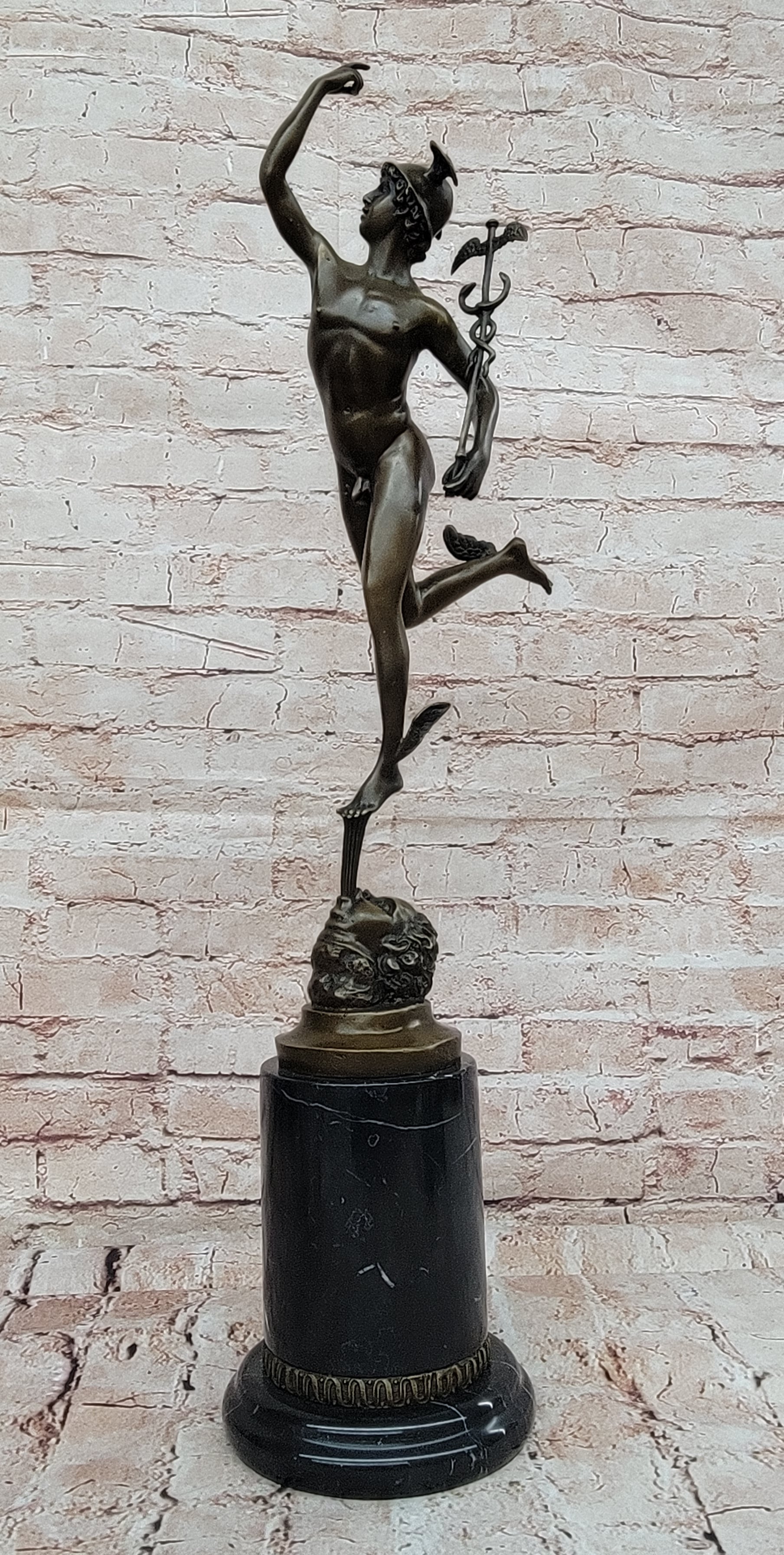 Bronze Skulptur Hermes Merkur 69 cm Figur Bronzefigur Bronzeskulptur antik Stil