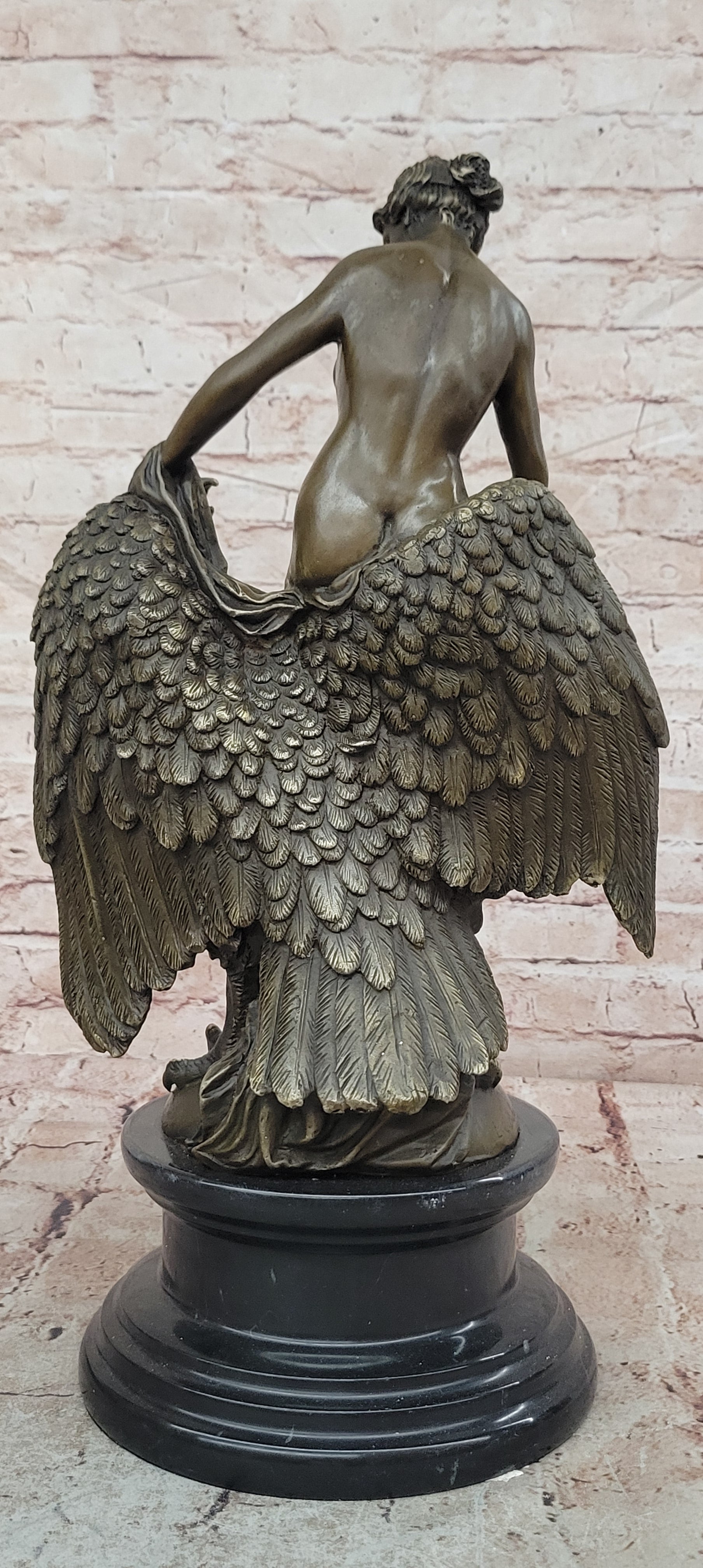 Handmade Elegance: Buhot`s Heber with Eagle - Nude Bronze Sculpture Decor