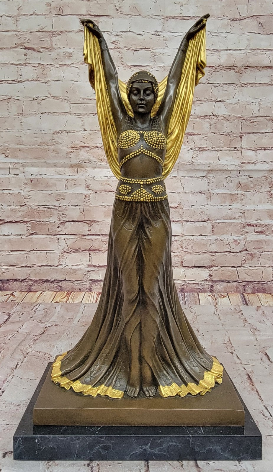 Bronze Sculpture by Chiparus Gold Patina Classic Artwork Masterpiece Design Sale