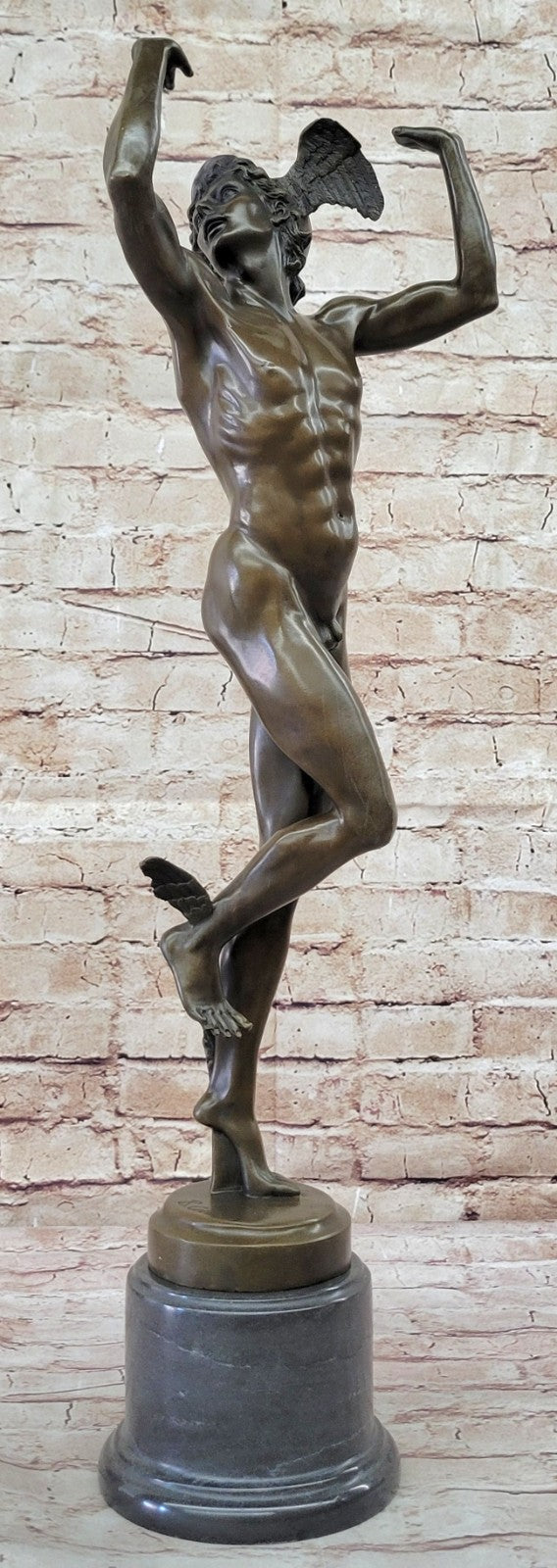 Bronze Statue Winged Mercury Hermes Mythology Flying Nercury Classic Artwork Art