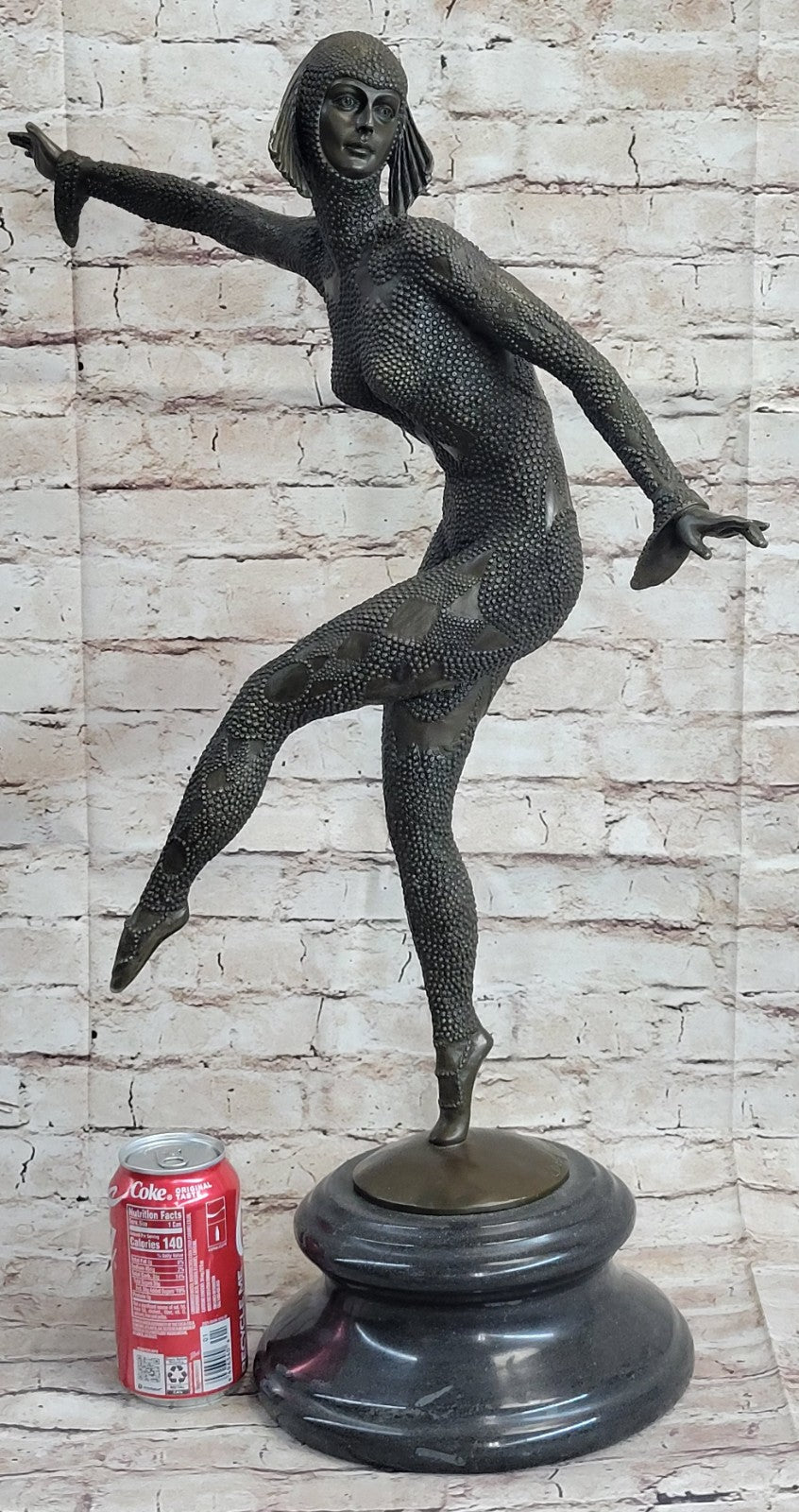Art Deco Signed Chiparus Dancer Bronze Sculpture Marble Statue Figurine Figure