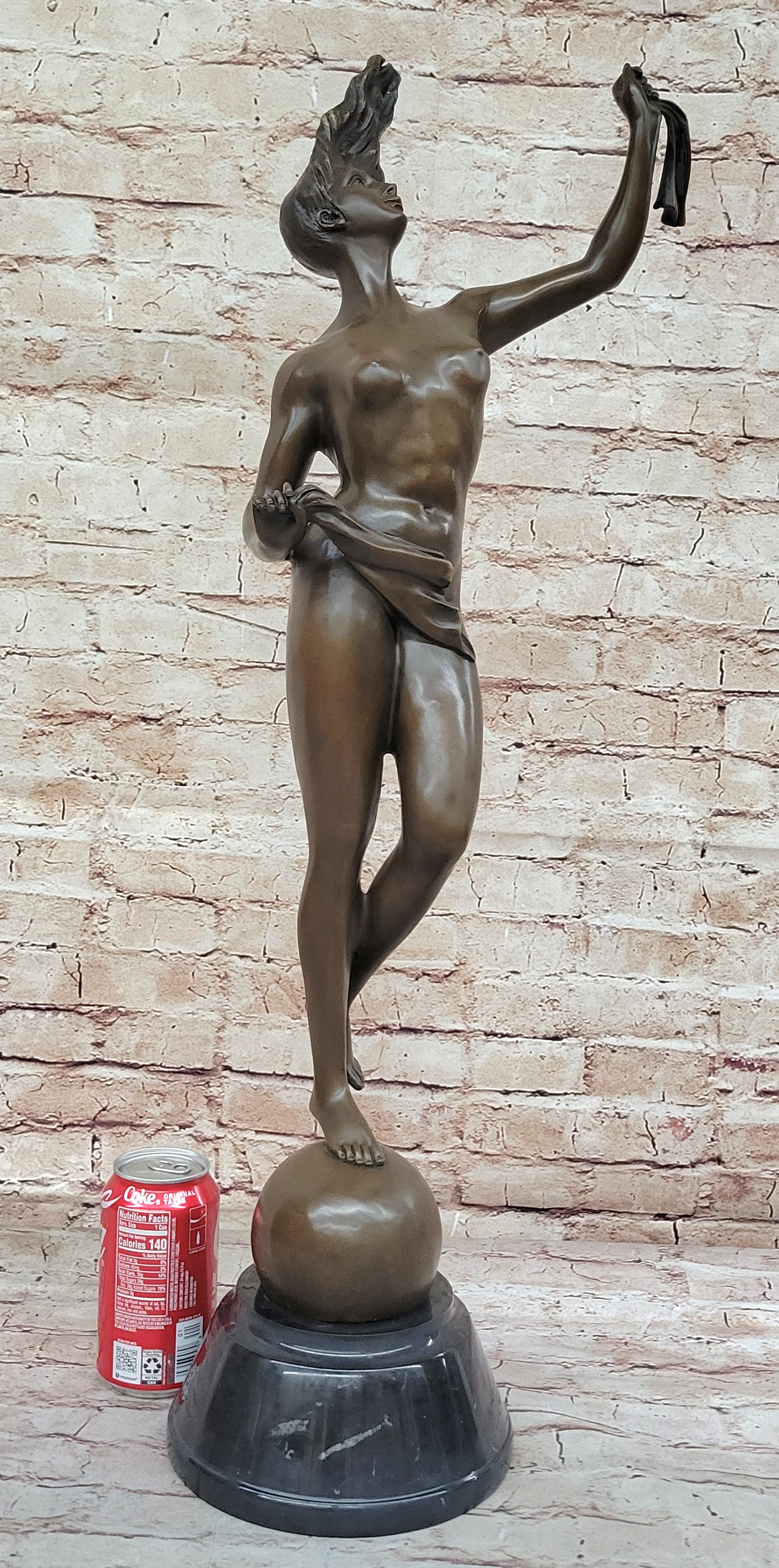 NAKED SEA GODDESS BRONZE SCULPTURE STATUE MARBLE BASE FIGURINE ART FIGURE SALE