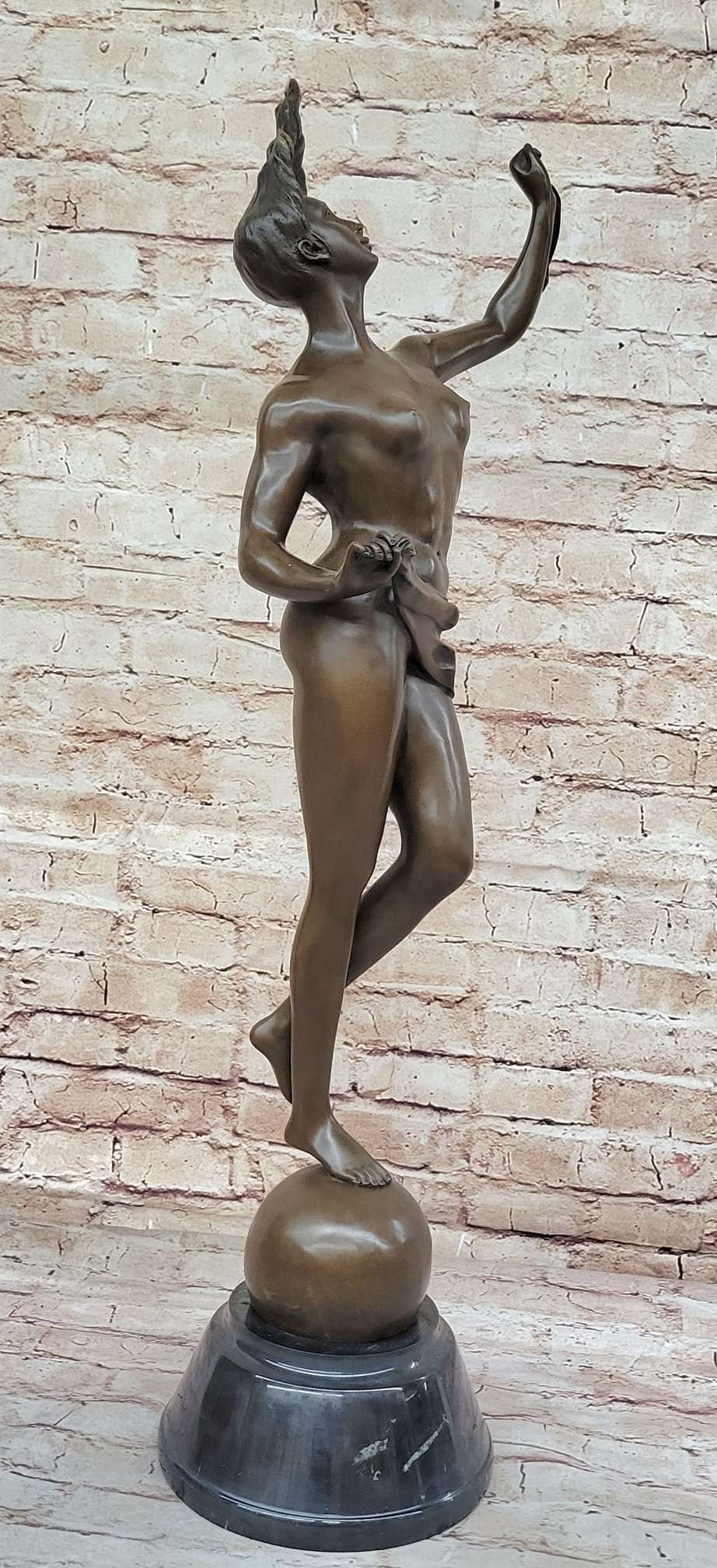 NAKED SEA GODDESS BRONZE SCULPTURE STATUE MARBLE BASE FIGURINE ART FIGURE SALE