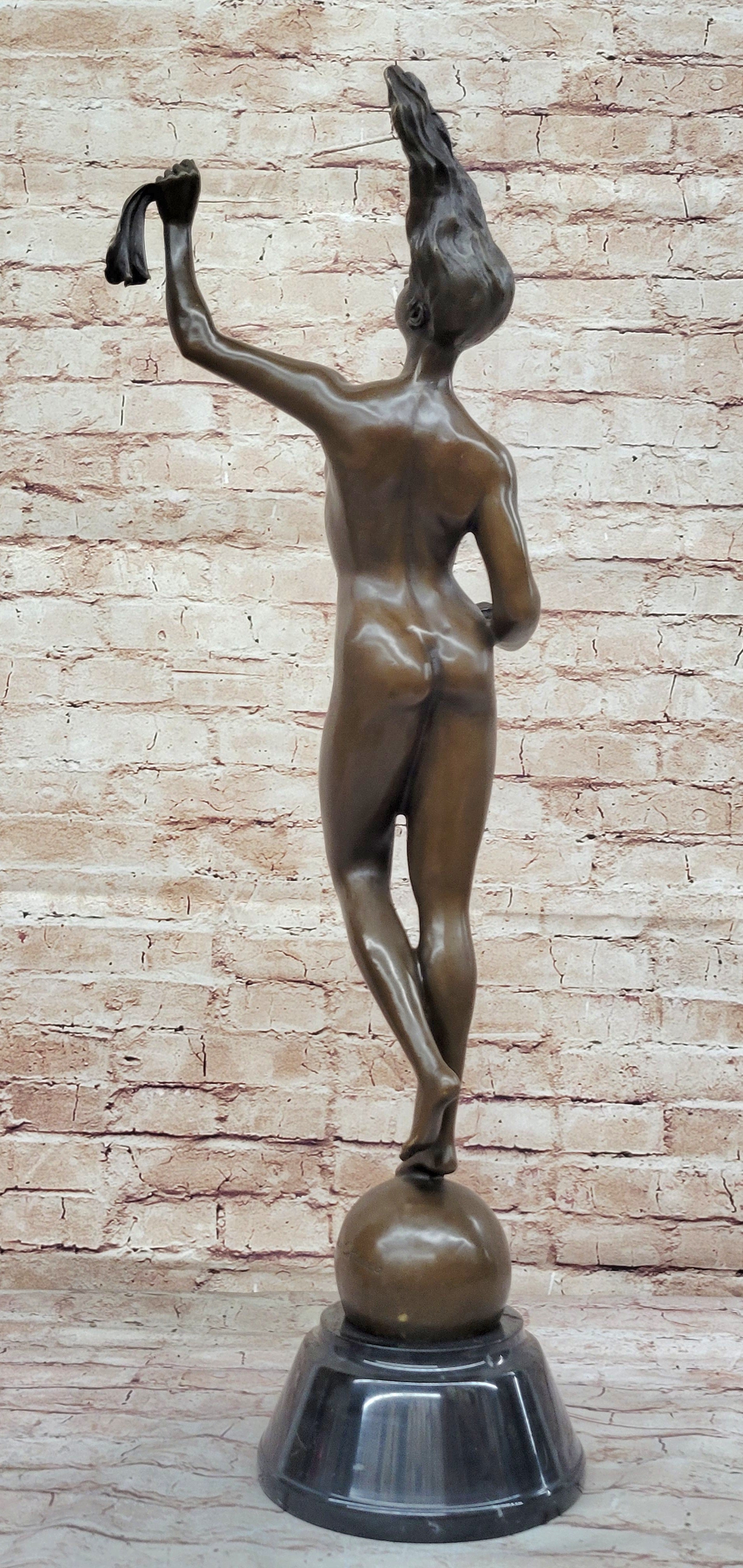 NAKED SEA GODDESS BRONZE SCULPTURE STATUE MARBLE BASE FIGURINE ART FIGURE SALE