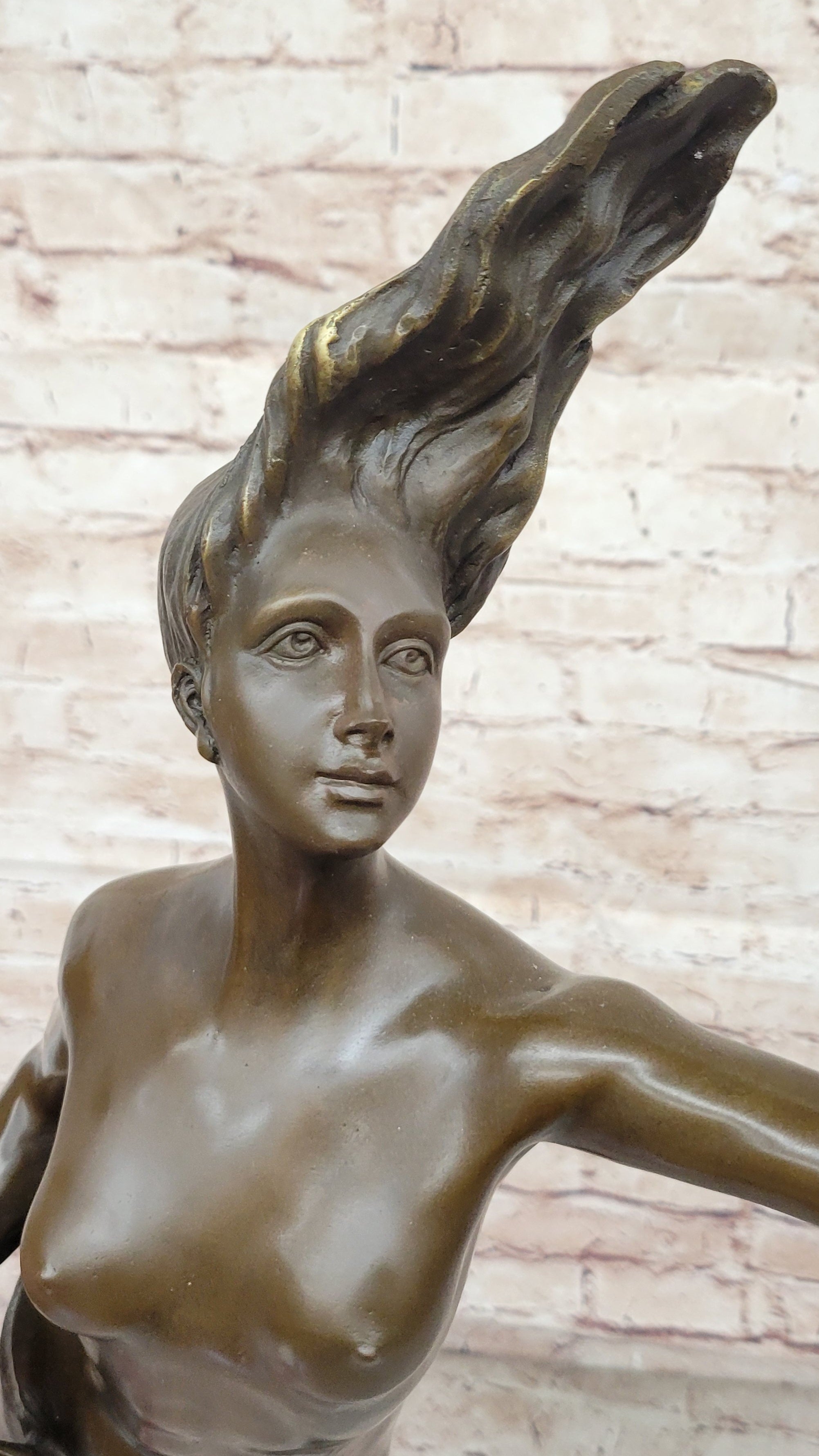 NAKED SEA GODDESS BRONZE SCULPTURE STATUE MARBLE BASE FIGURINE ART FIGURE SALE