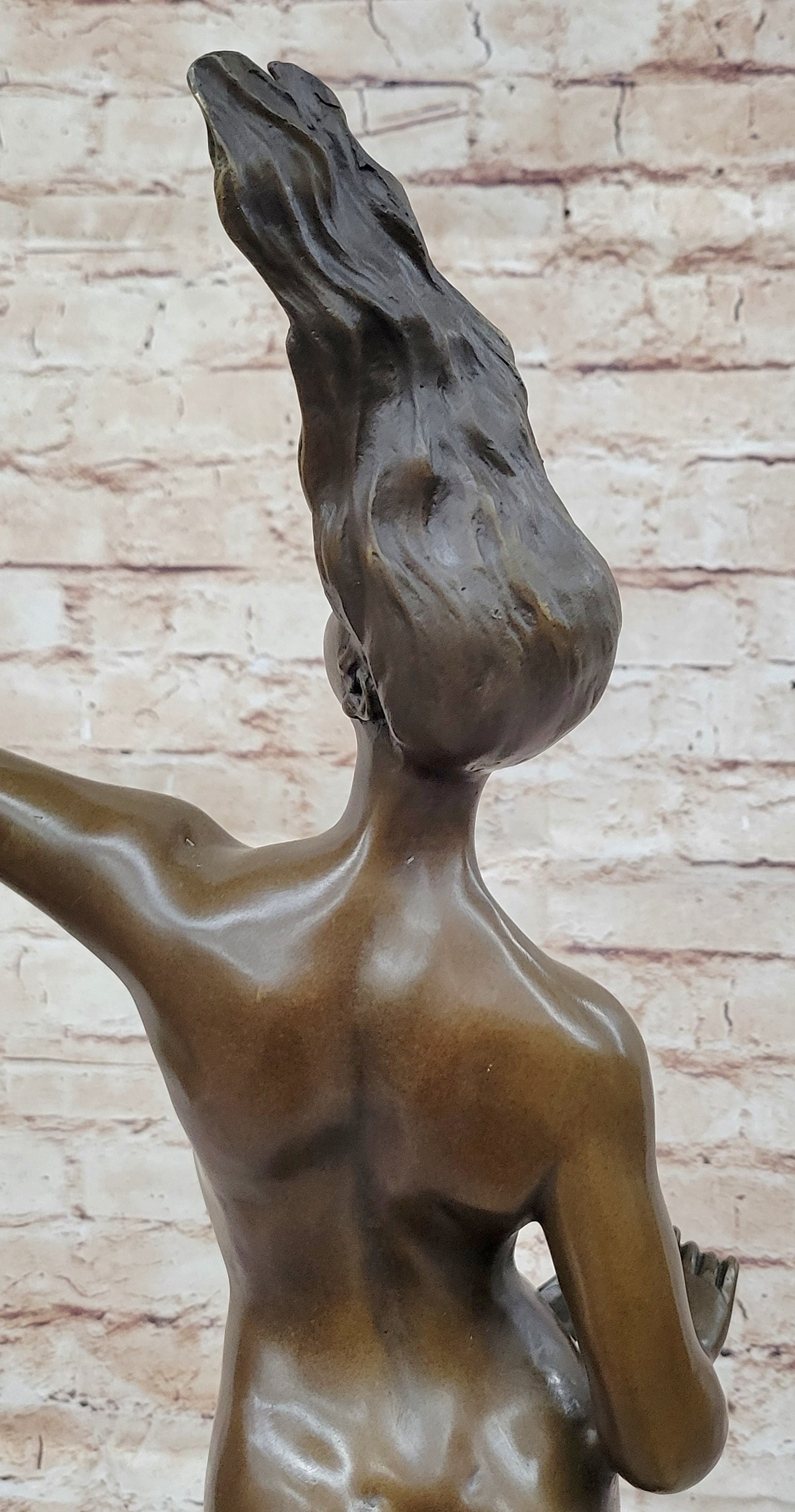 NAKED SEA GODDESS BRONZE SCULPTURE STATUE MARBLE BASE FIGURINE ART FIGURE SALE