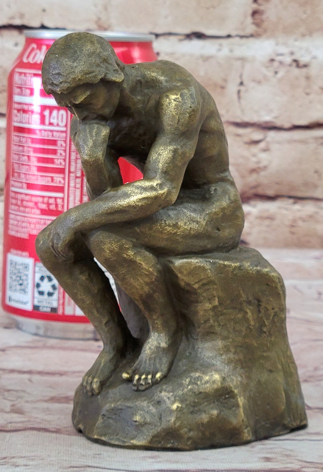 Clearance Sale Rodin Thinker Sensual Male Genuine Bronze Sculpture Figurine