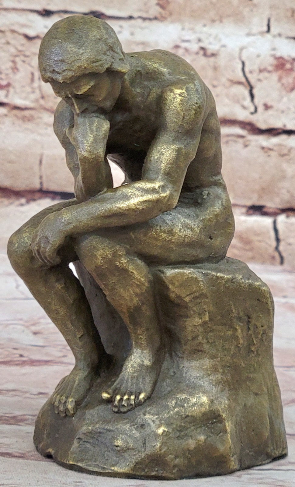 Clearance Sale Rodin Thinker Sensual Male Genuine Bronze Sculpture Figurine
