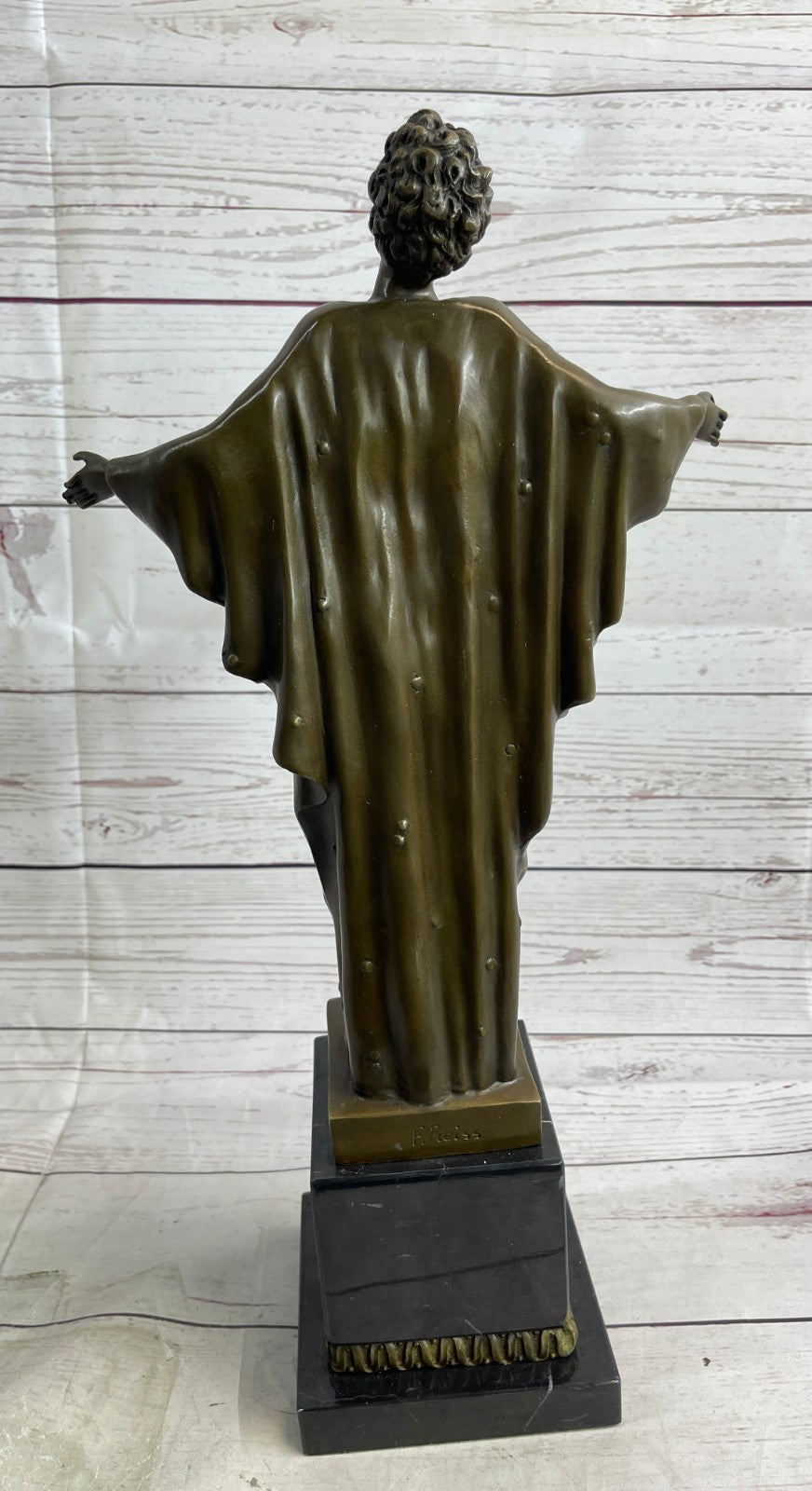 Art Deco Nude Girl Female Classic Bronze Sculpture Figurine Marble Base Figure