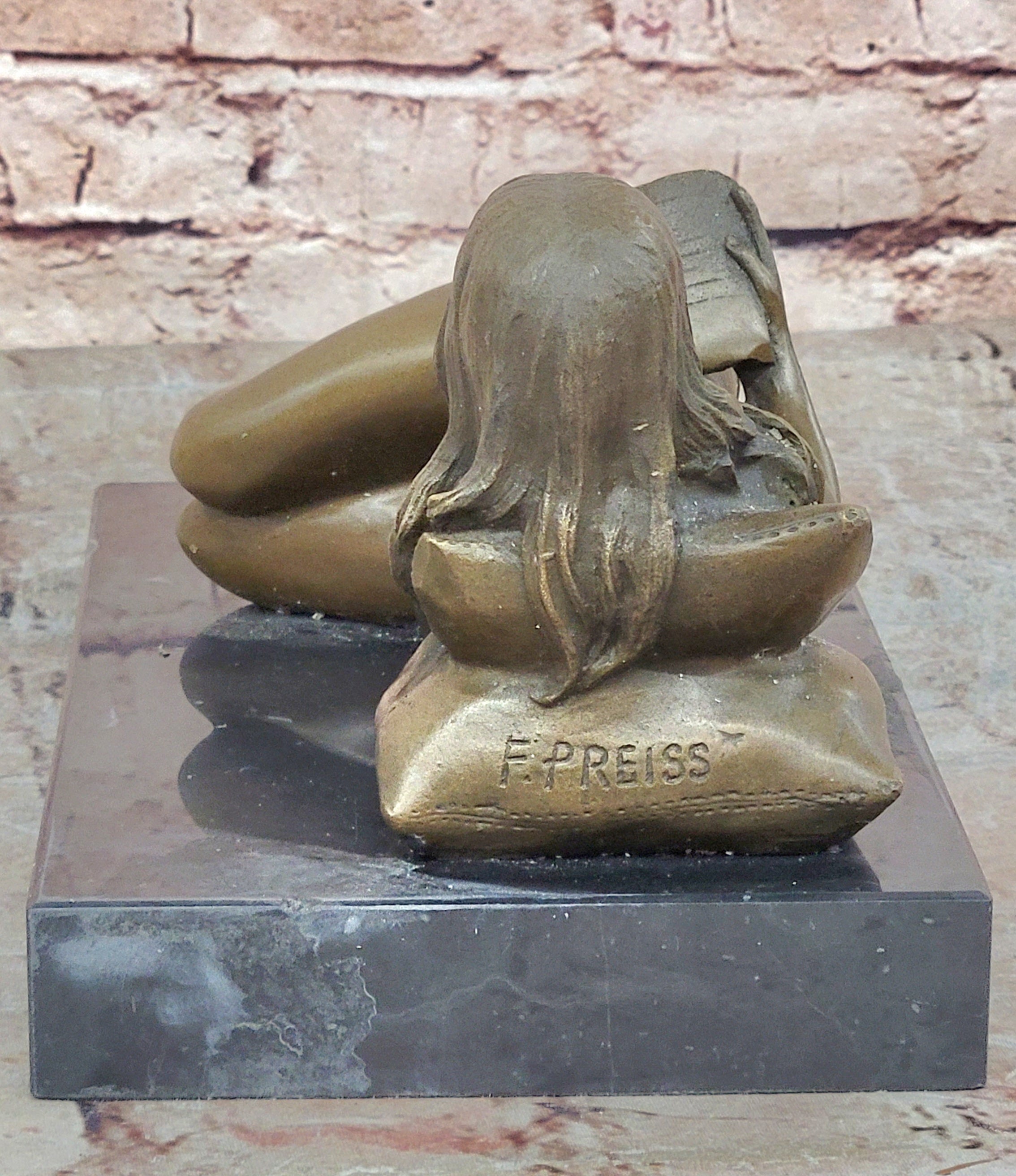 SIGNED PREISS NUDE LADY BRONZE SCULPTURE FIGURINE ART DECO EROTIC SEXY FIGURE