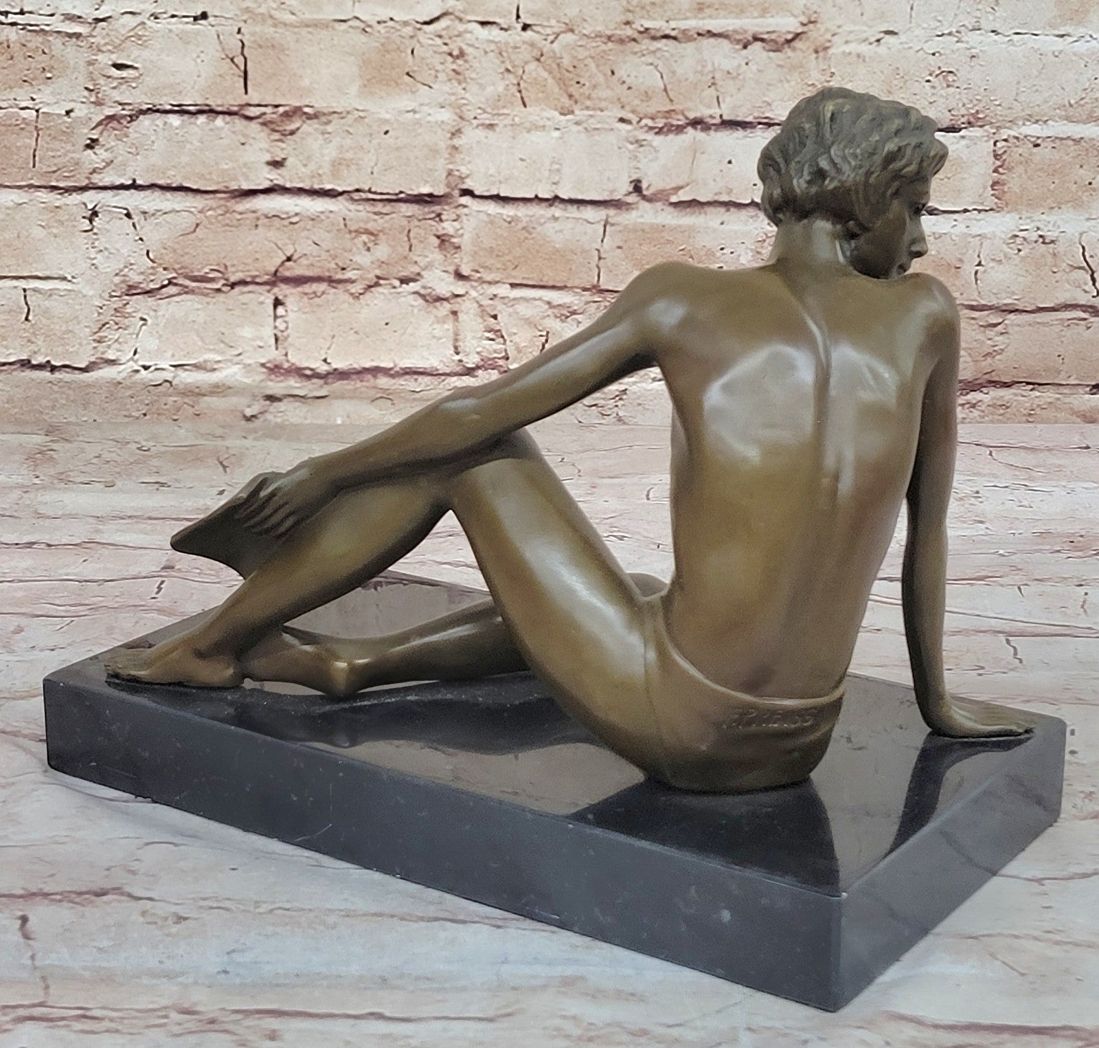 Handcrafted Preiss Figurine: Boy Reading a Book, Collectible Artwork for Home Office