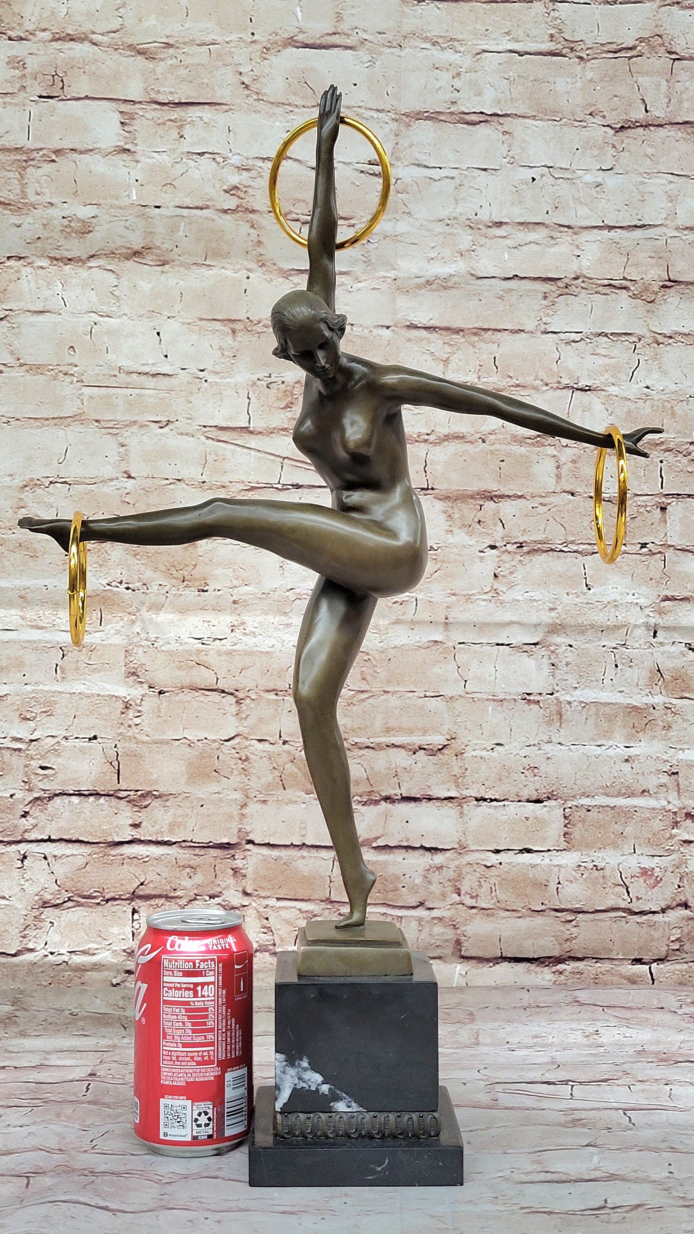 Art Deco Handcrafted Detailed Juggler Sport Lady Bronze Sculpture Statue Figurine