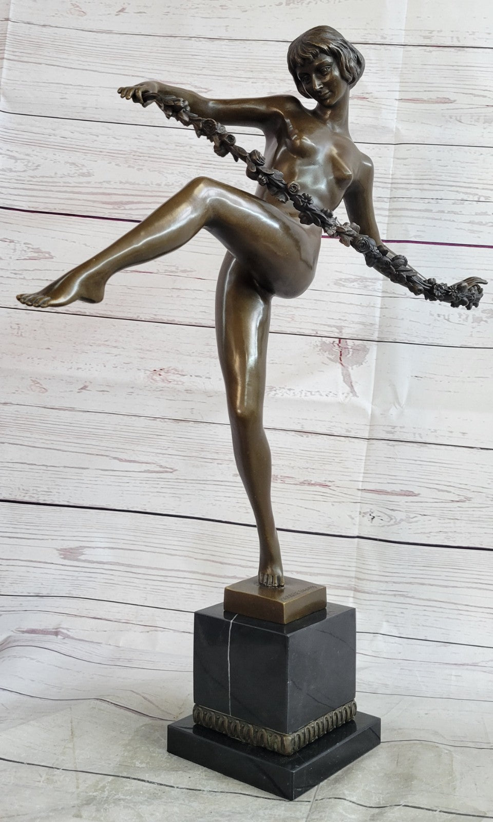 Art Deco/Nouveau French Nude Dancer by PIERRE FAGUAY Bronze Sculpture Statue
