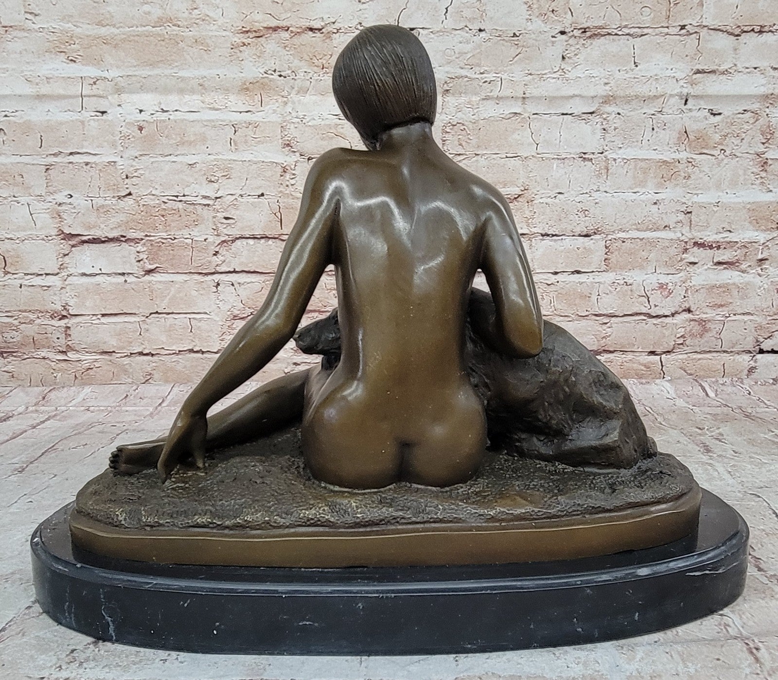 Armand Godard Nude Lady & Borzoi Dog Bronze Sculpture – Fine Art Museum Quality Decor