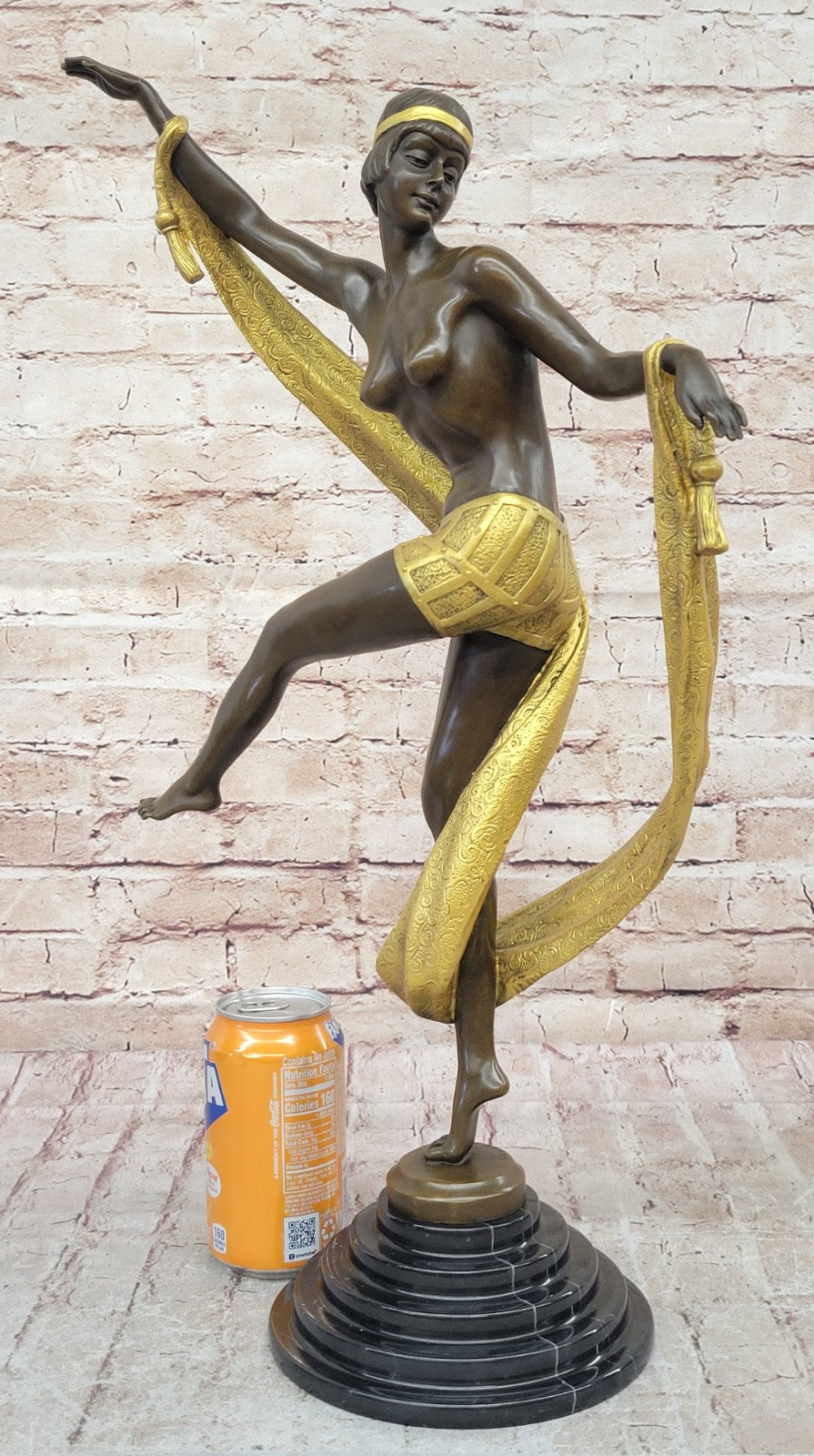 Rozet Ribbon Dancer Sculpture: 100% Real Genuine Art Nouveau Gilt Bronze Sale