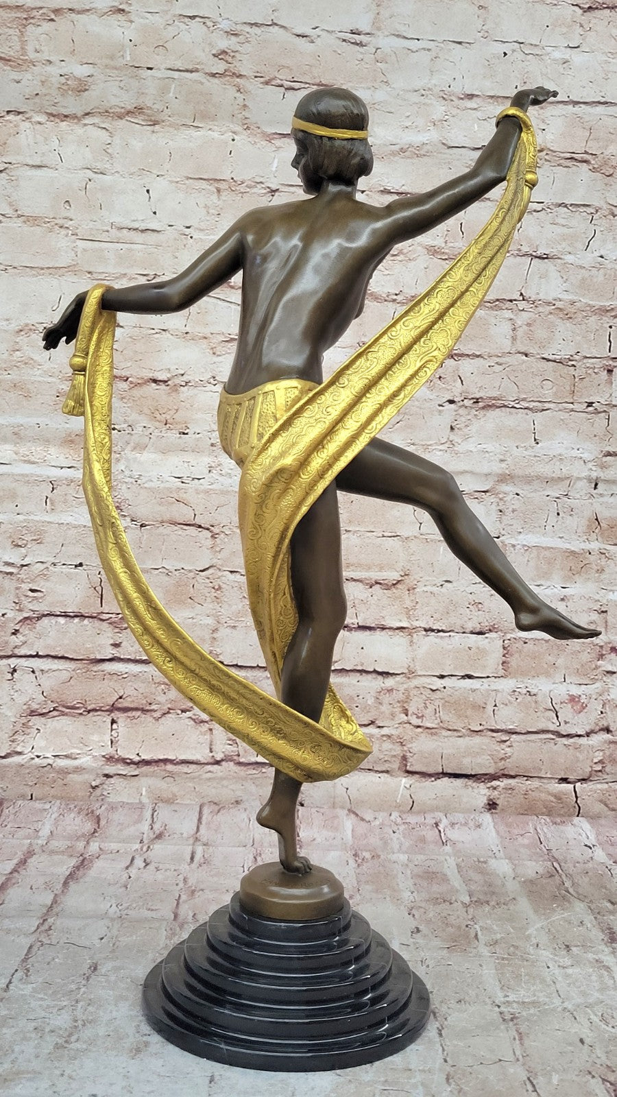 Rozet Ribbon Dancer Sculpture: 100% Real Genuine Art Nouveau Gilt Bronze Sale