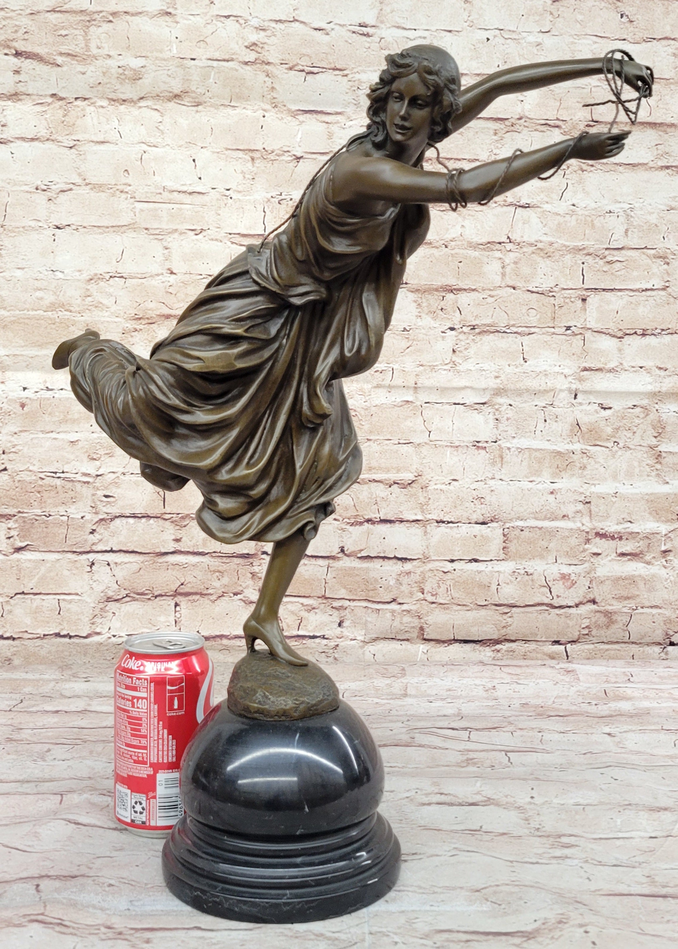 Hand Made Museum Quality Work Sexy Woman W/ Rope 100% Solid Bronze Sculpture Art