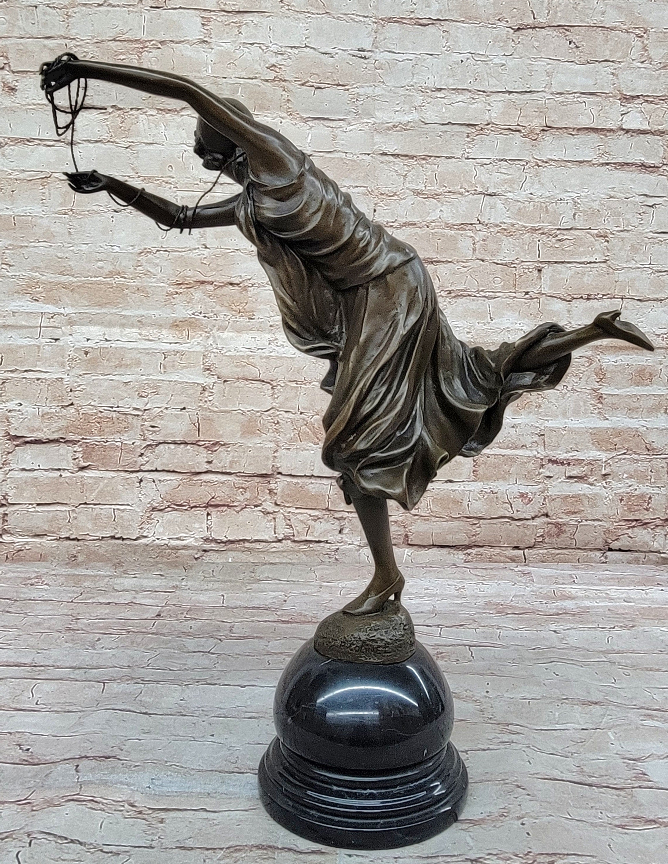Hand Made Museum Quality Work Sexy Woman W/ Rope 100% Solid Bronze Sculpture Art