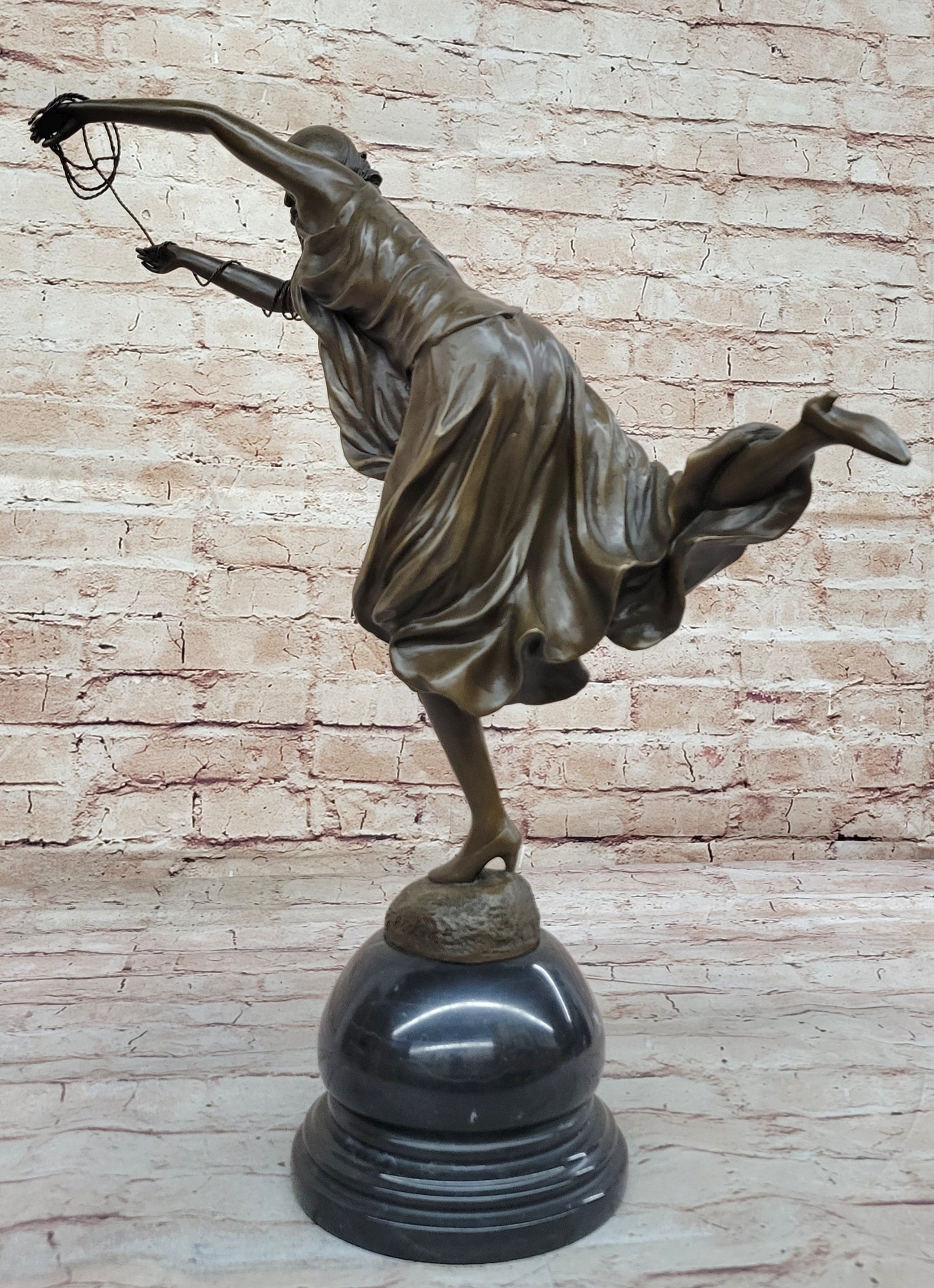 Hand Made Museum Quality Work Sexy Woman W/ Rope 100% Solid Bronze Sculpture Art