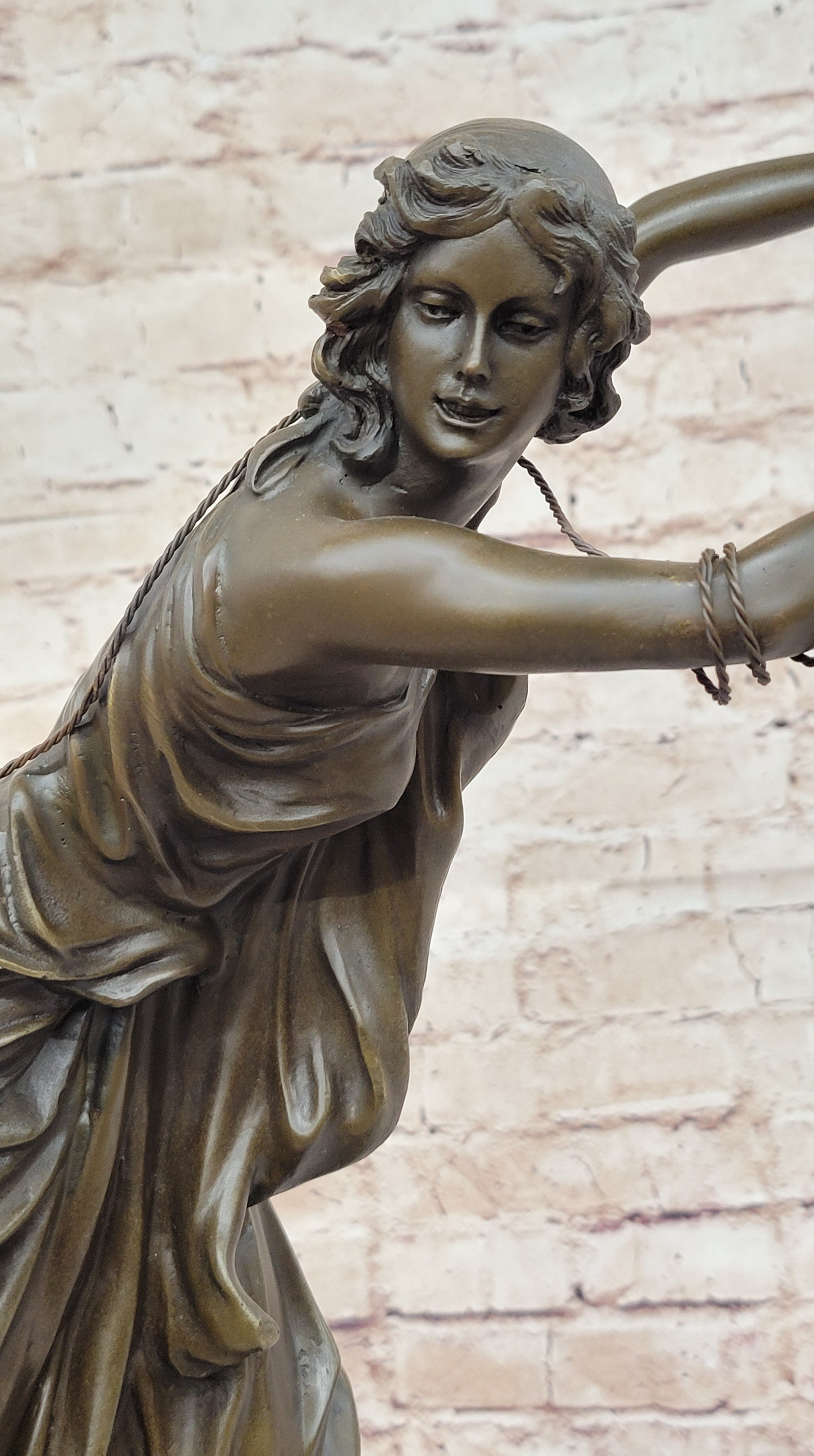 Hand Made Museum Quality Work Sexy Woman W/ Rope 100% Solid Bronze Sculpture Art