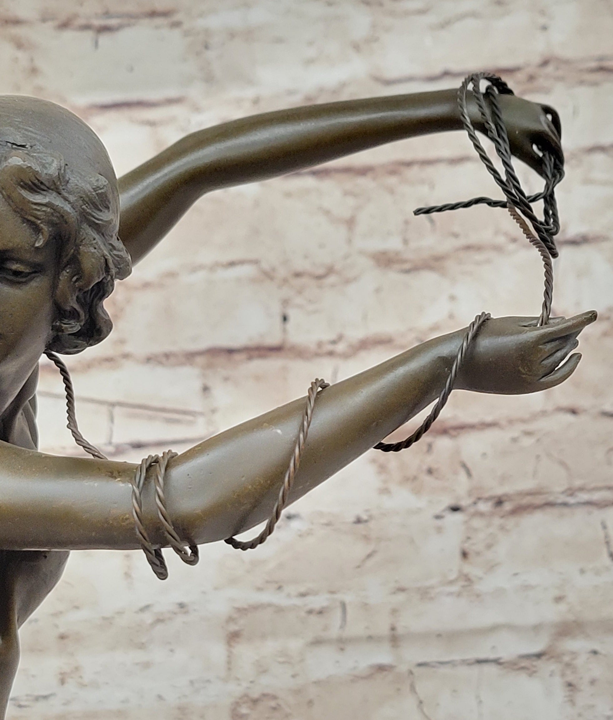 Hand Made Museum Quality Work Sexy Woman W/ Rope 100% Solid Bronze Sculpture Art