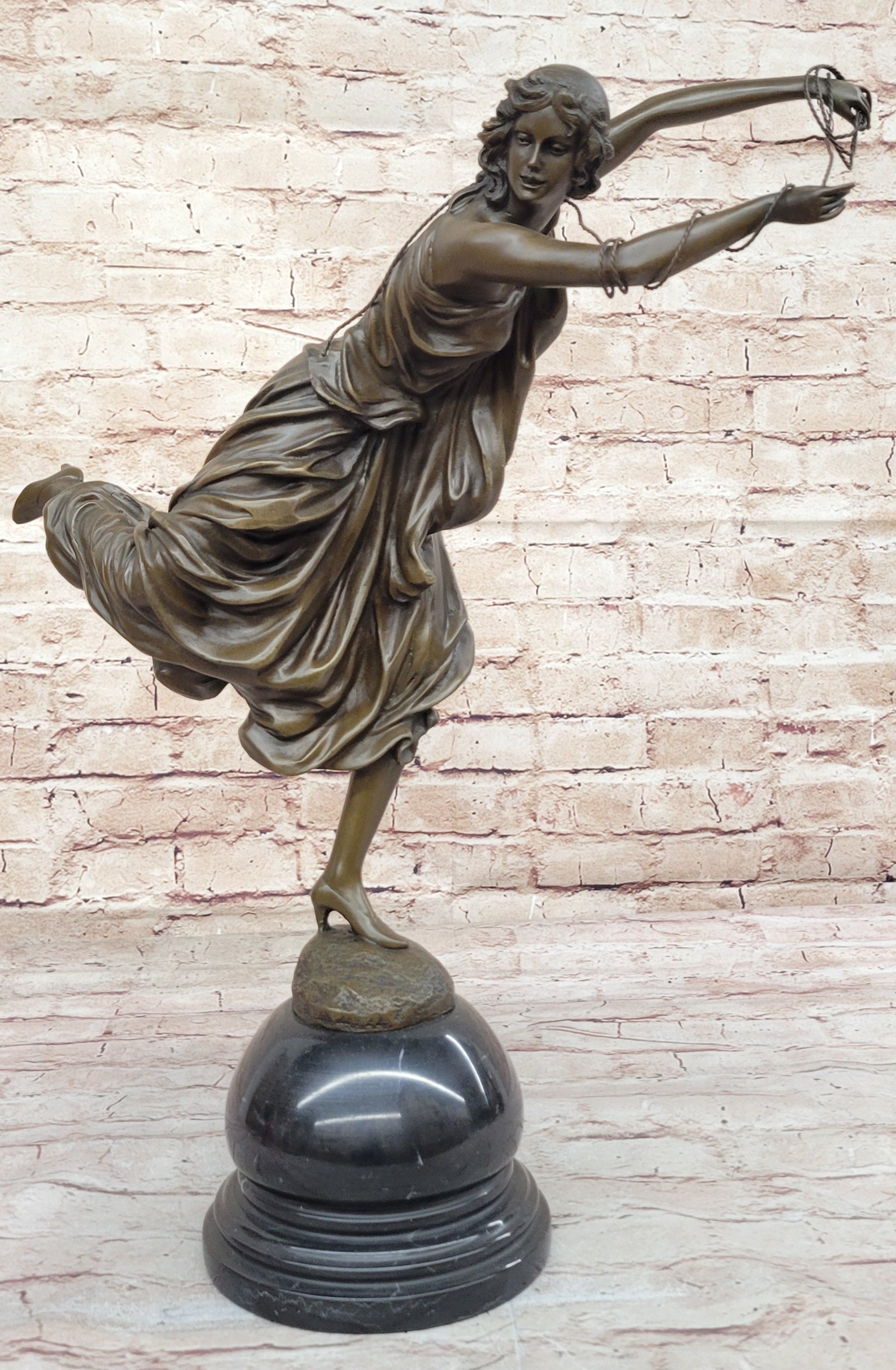 Hand Made Museum Quality Work Sexy Woman W/ Rope 100% Solid Bronze Sculpture Art