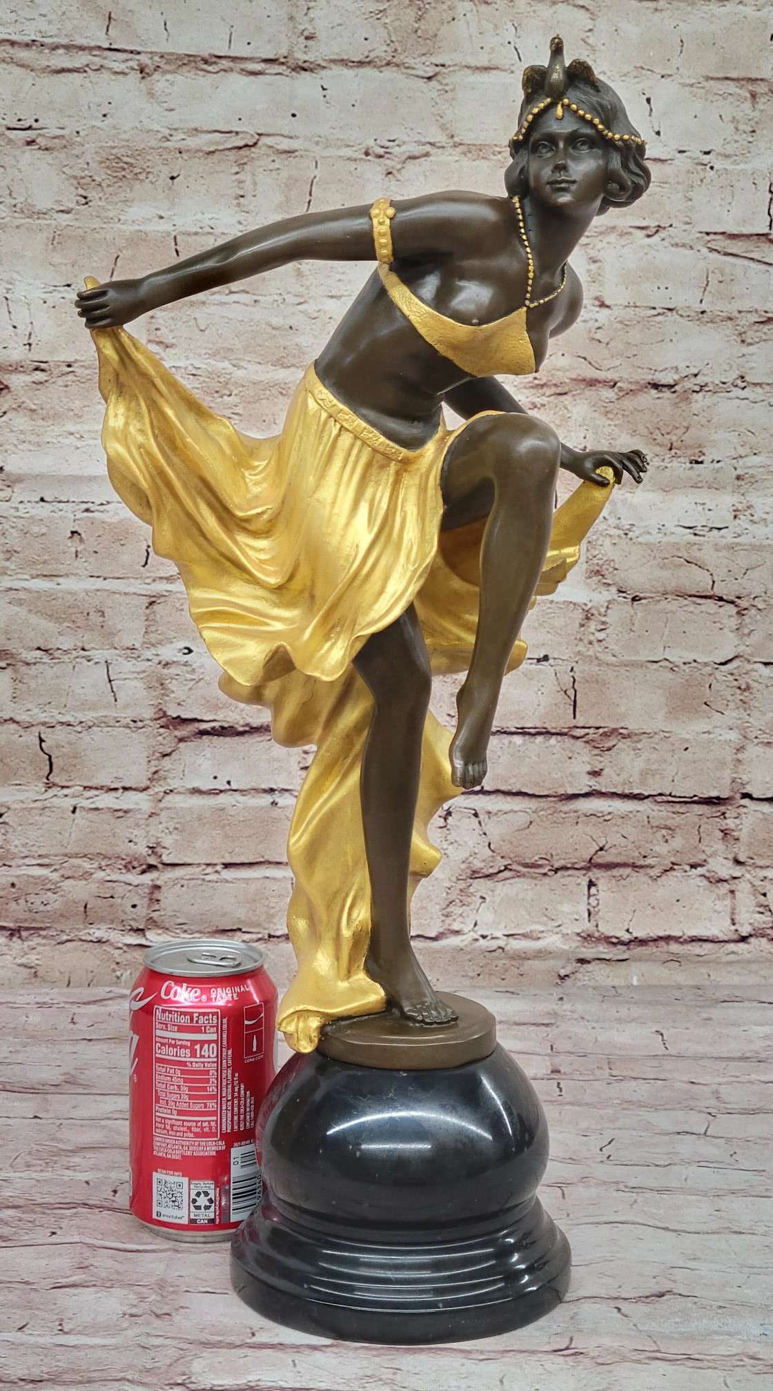 Art Nouveau Bronze & Marble Statue by Becqrrel Sculpture Hand Made Figurine Sale