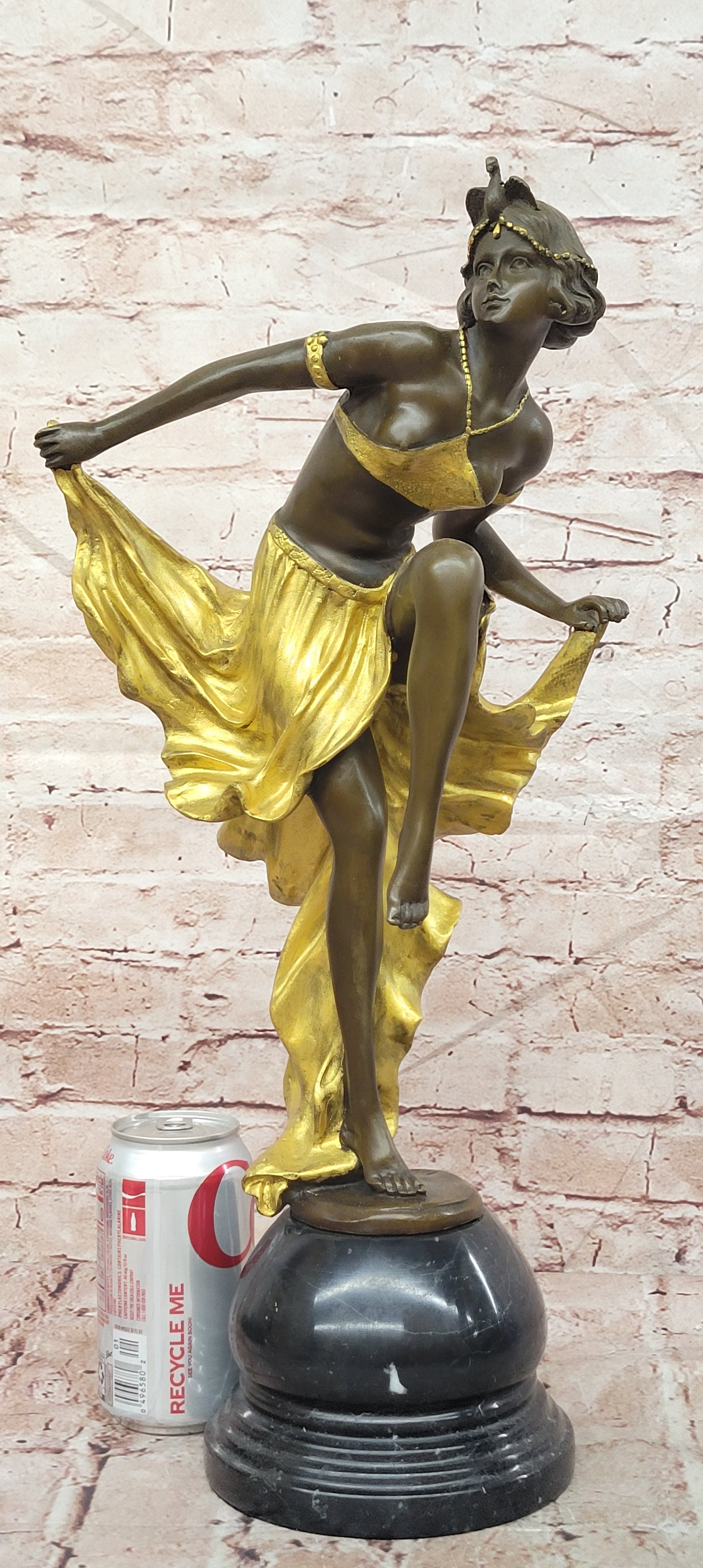 Art Nouveau Bronze & Marble Statue by Becqrrel Sculpture Hand Made Figurine Sale