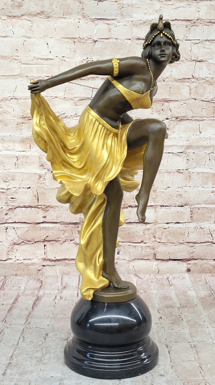 Art Nouveau Bronze & Marble Statue by Becqrrel Sculpture Hand Made Figurine Sale