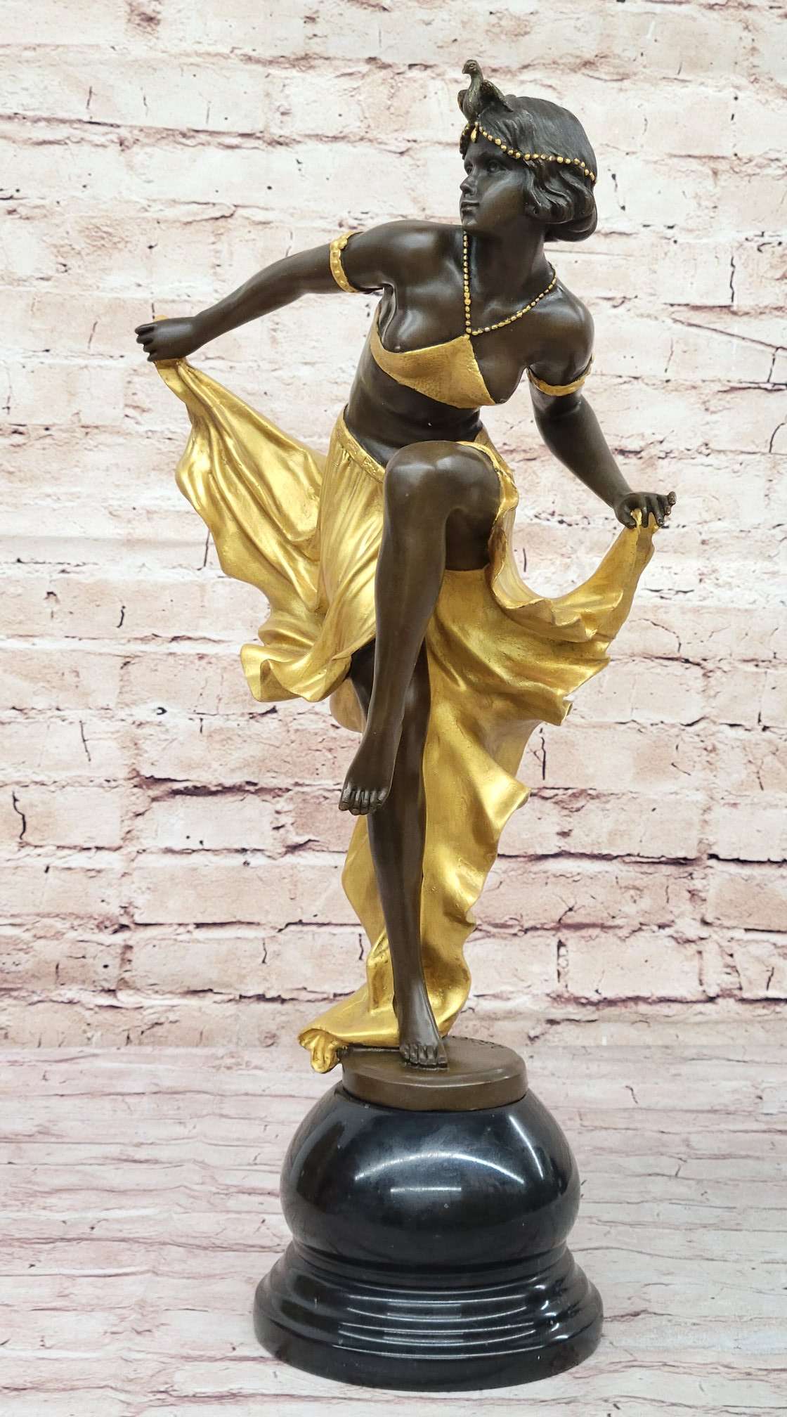 Art Nouveau Bronze & Marble Statue by Becqrrel Sculpture Hand Made Figurine Sale