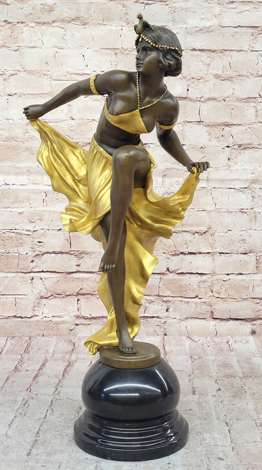 Art Nouveau Bronze & Marble Statue by Becqrrel Sculpture Hand Made Figurine Sale