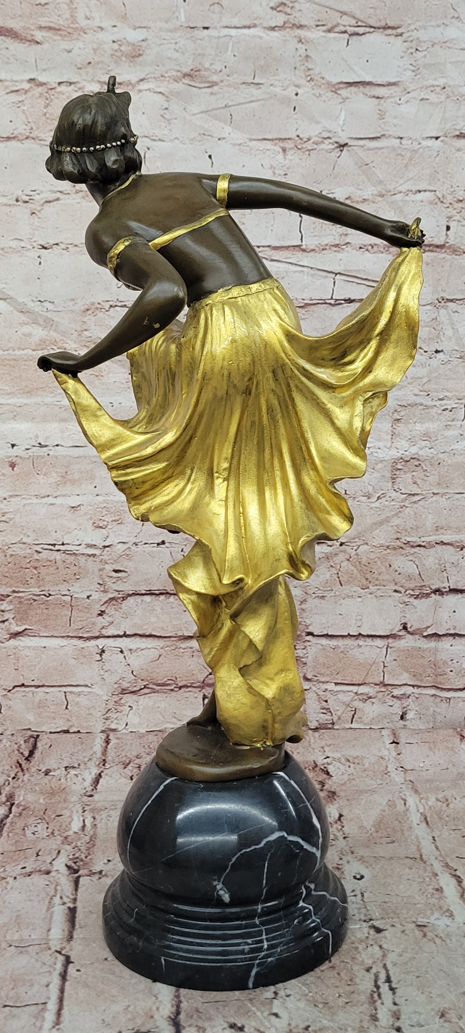 Art Nouveau Bronze & Marble Statue by Becqrrel Sculpture Hand Made Figurine Sale