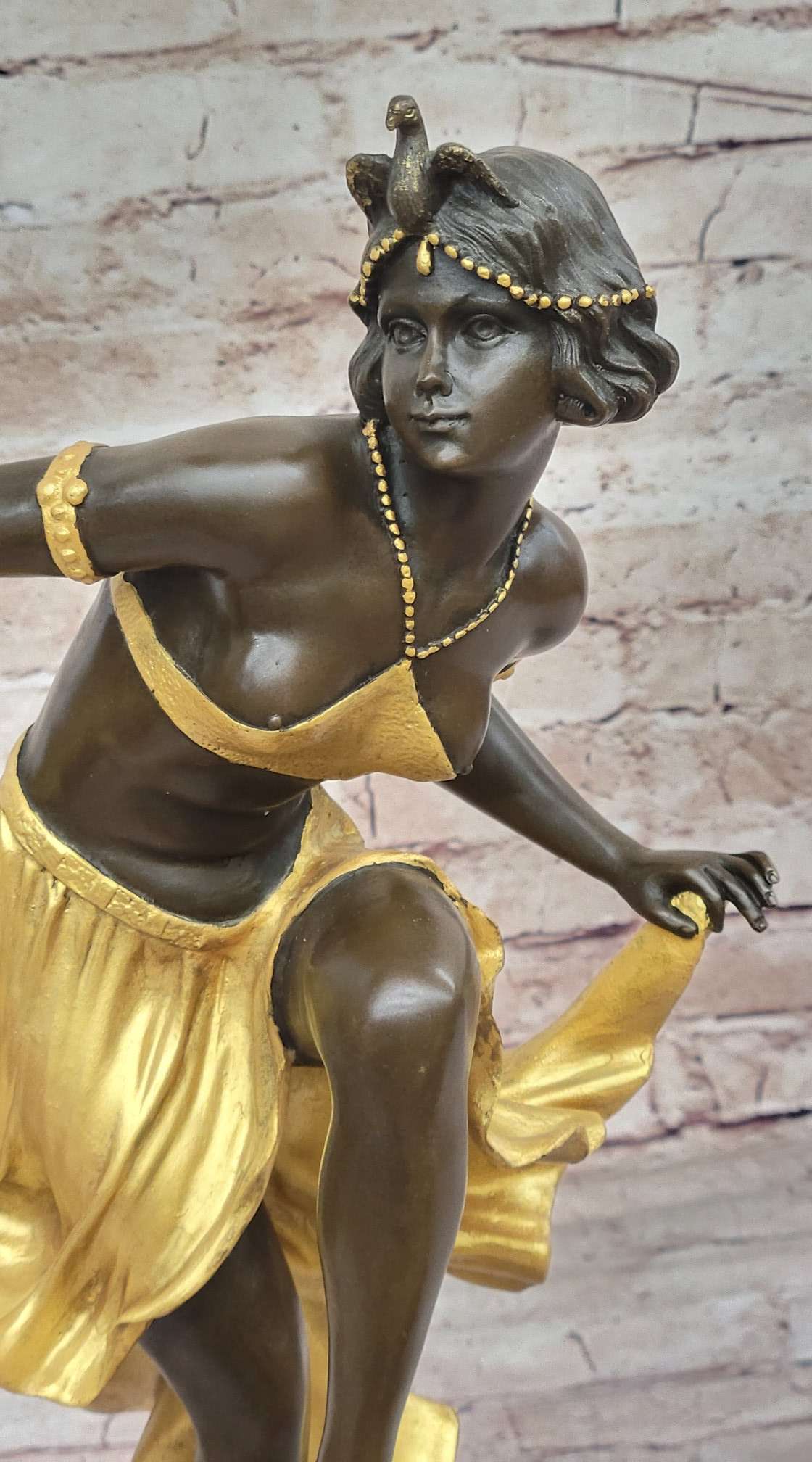 Art Nouveau Bronze & Marble Statue by Becqrrel Sculpture Hand Made Figurine Sale