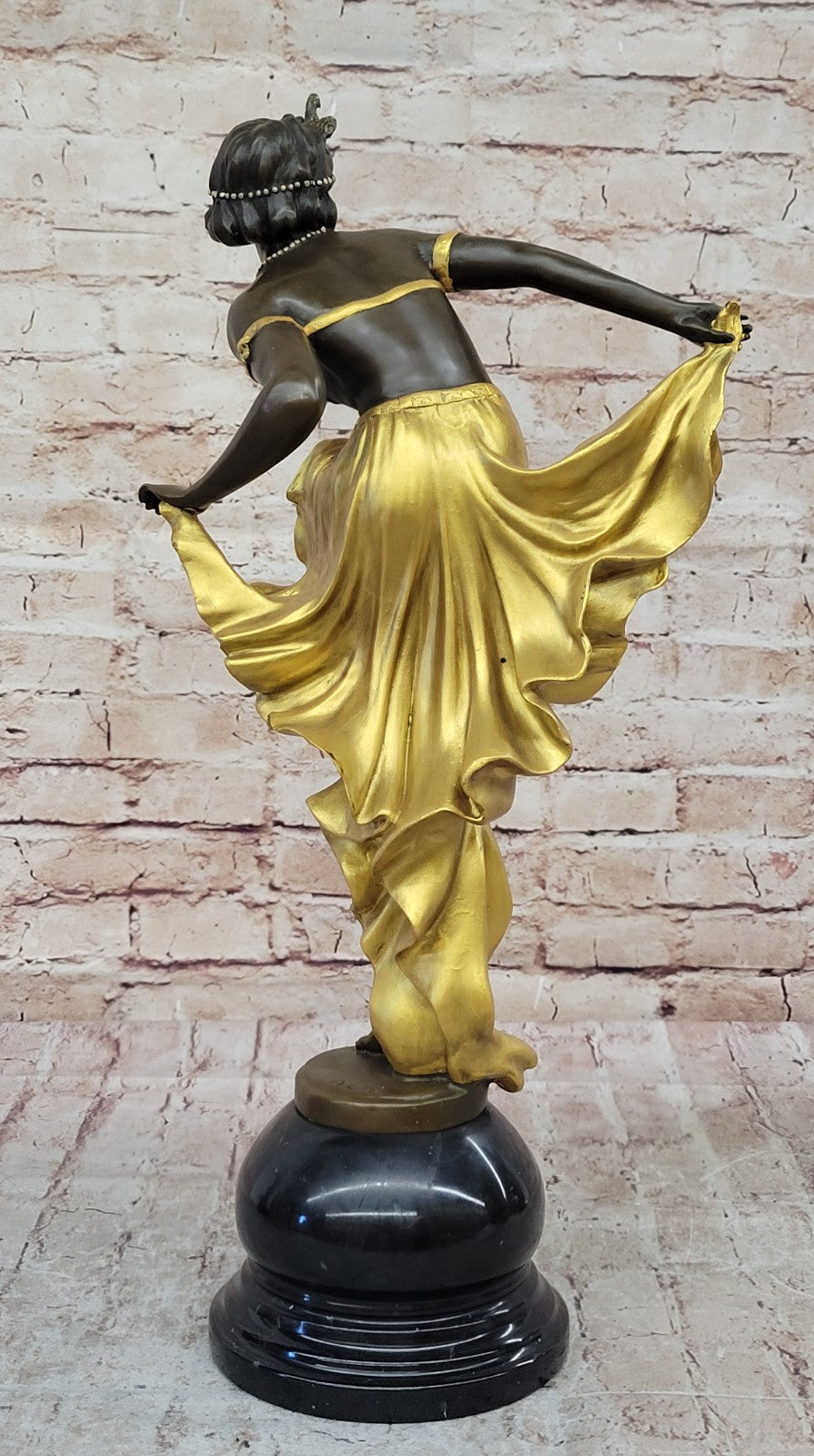 Art Nouveau Bronze & Marble Statue by Becqrrel Sculpture Hand Made Figurine Sale