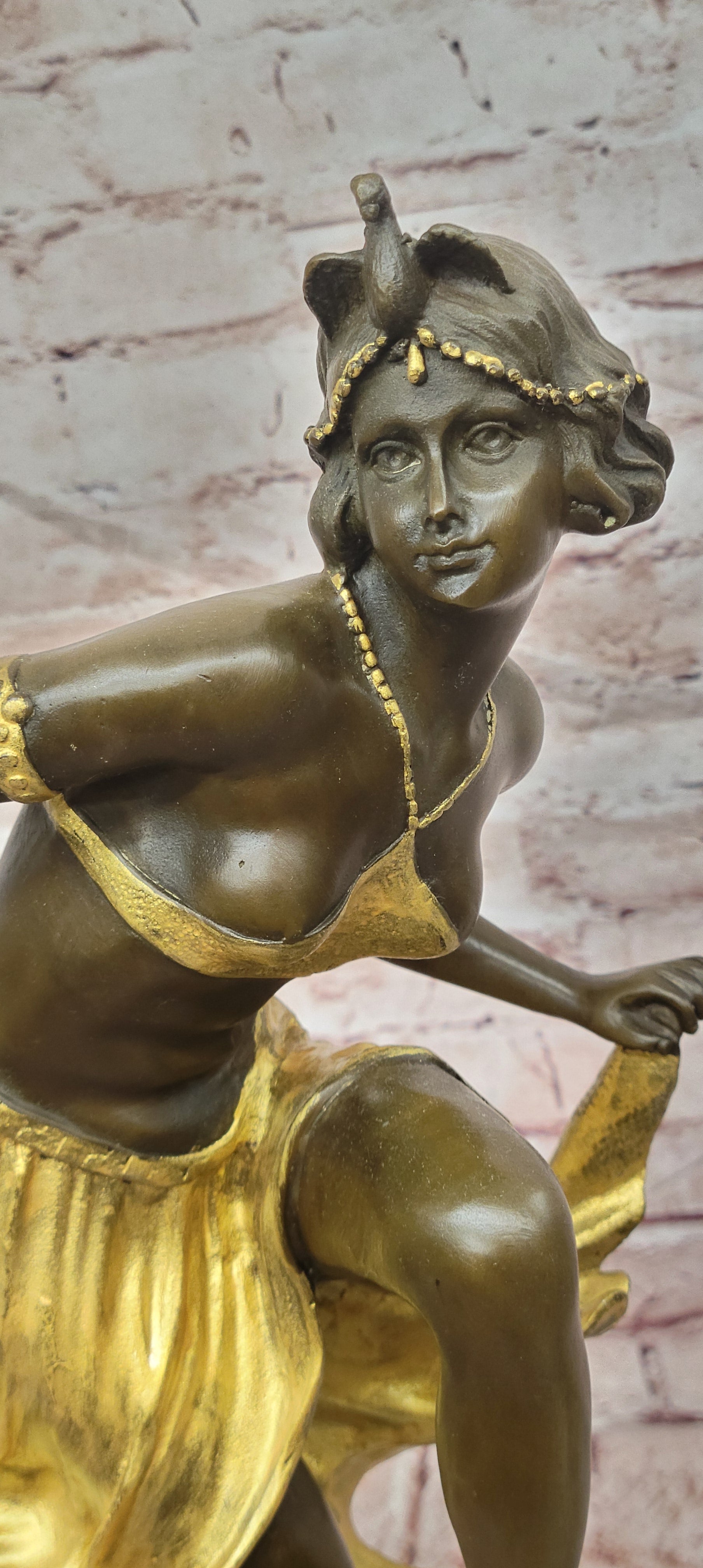 Art Nouveau Bronze & Marble Statue by Becqrrel Sculpture Hand Made Figurine Sale