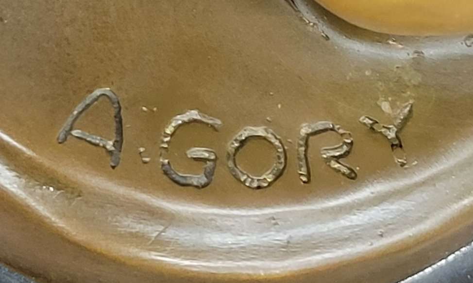 Art Nouveau Bronze & Marble Statue by Becqrrel Sculpture Hand Made Figurine Sale