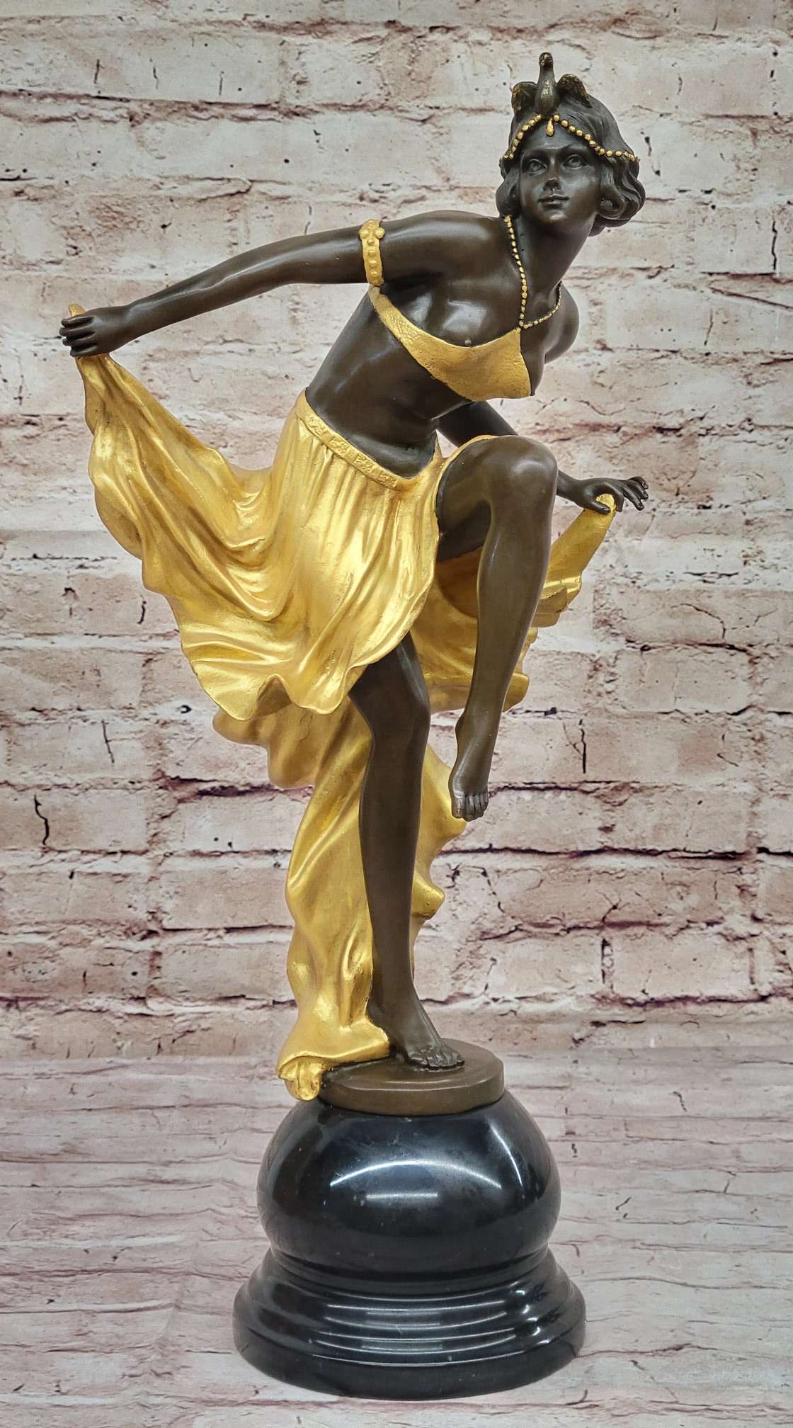 Art Nouveau Bronze & Marble Statue by Becqrrel Sculpture Hand Made Figurine Sale