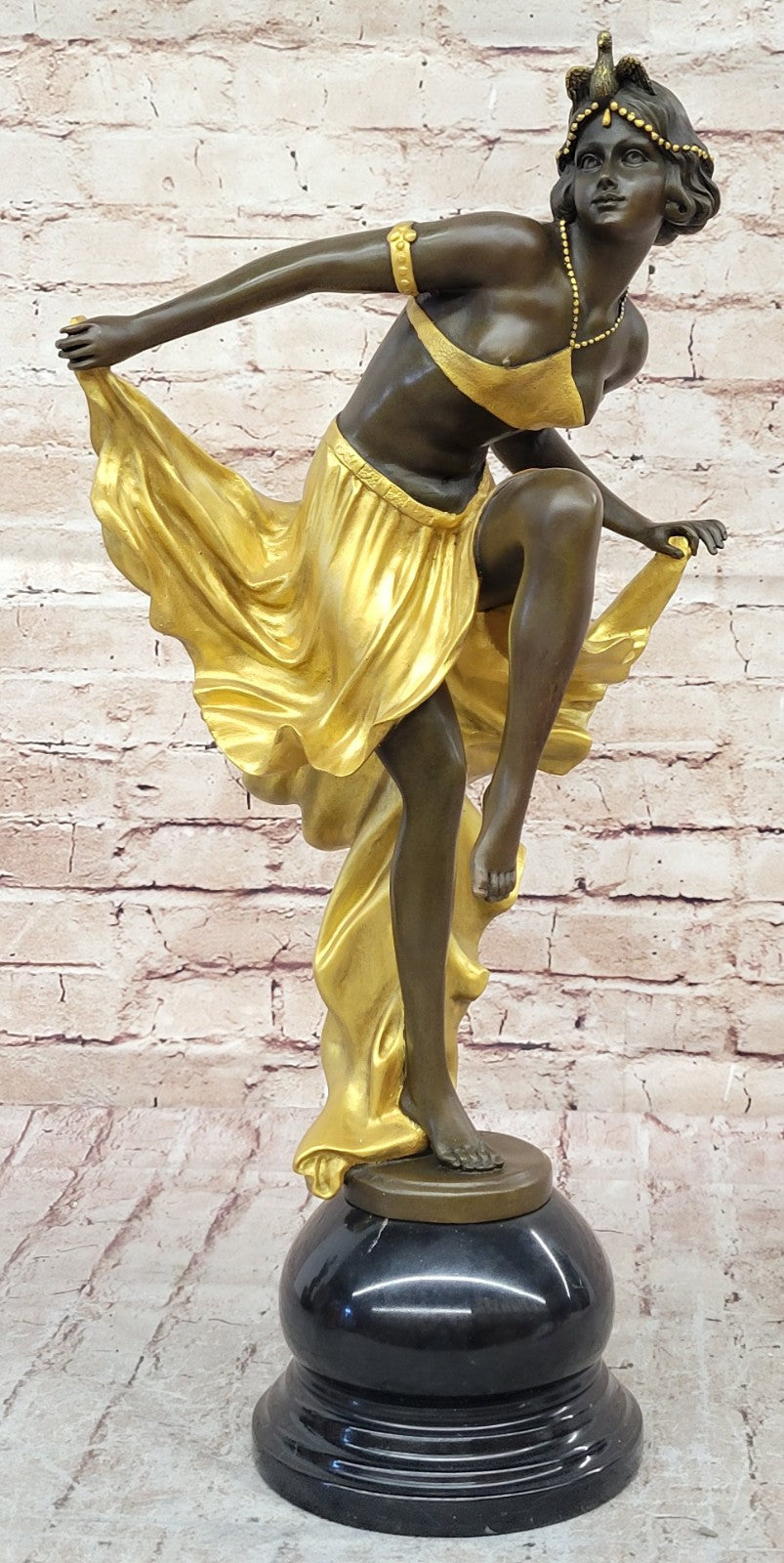 Art Nouveau Bronze & Marble Statue by Becqrrel Sculpture Hand Made Figurine Sale