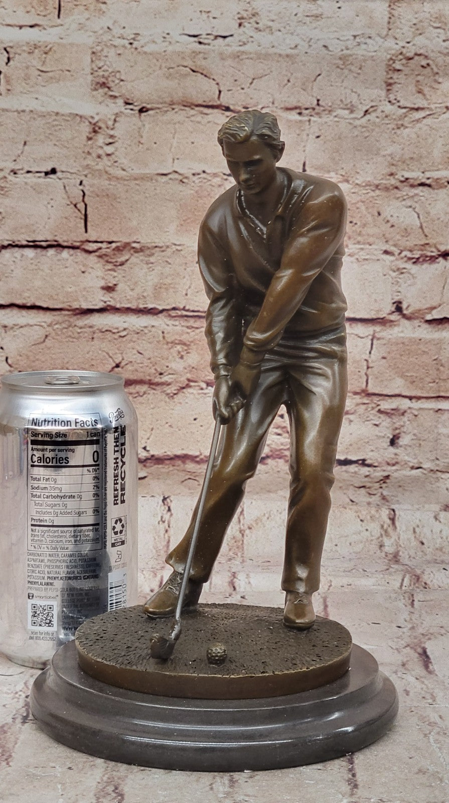 100% Solid Bronze Sculpture Statue Golfer Golf Male Golfing Trophy Deal Figurine
