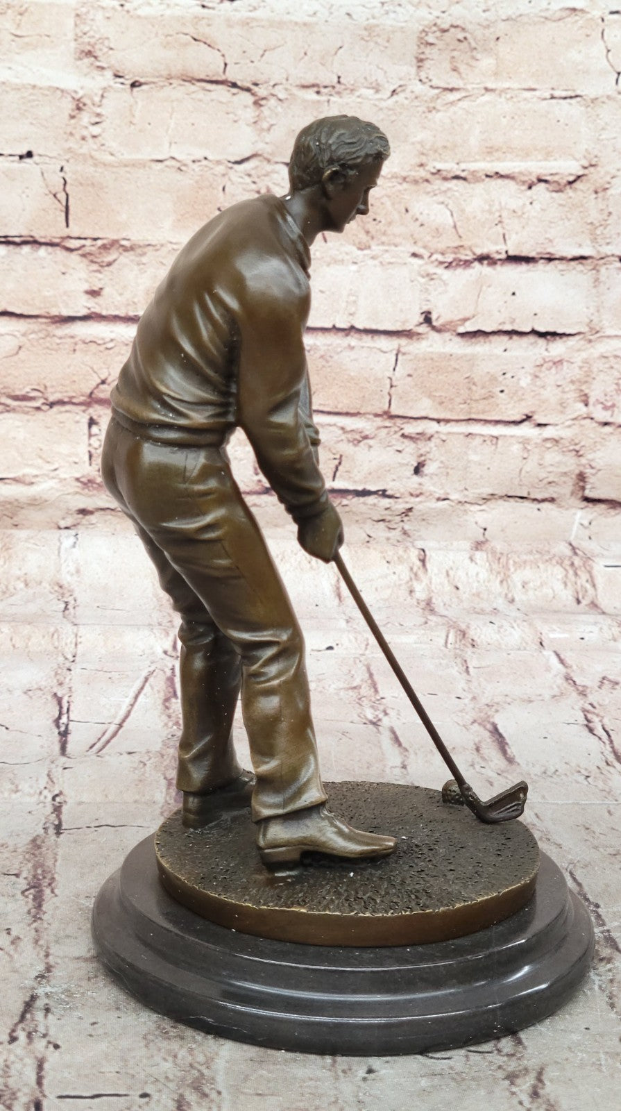 100% Solid Bronze Sculpture Statue Golfer Golf Male Golfing Trophy Deal Figurine