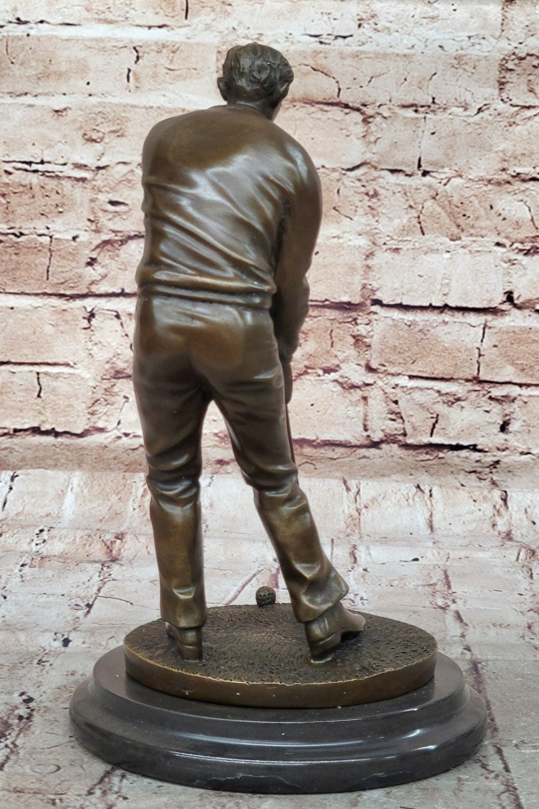 100% Solid Bronze Sculpture Statue Golfer Golf Male Golfing Trophy Deal Figurine