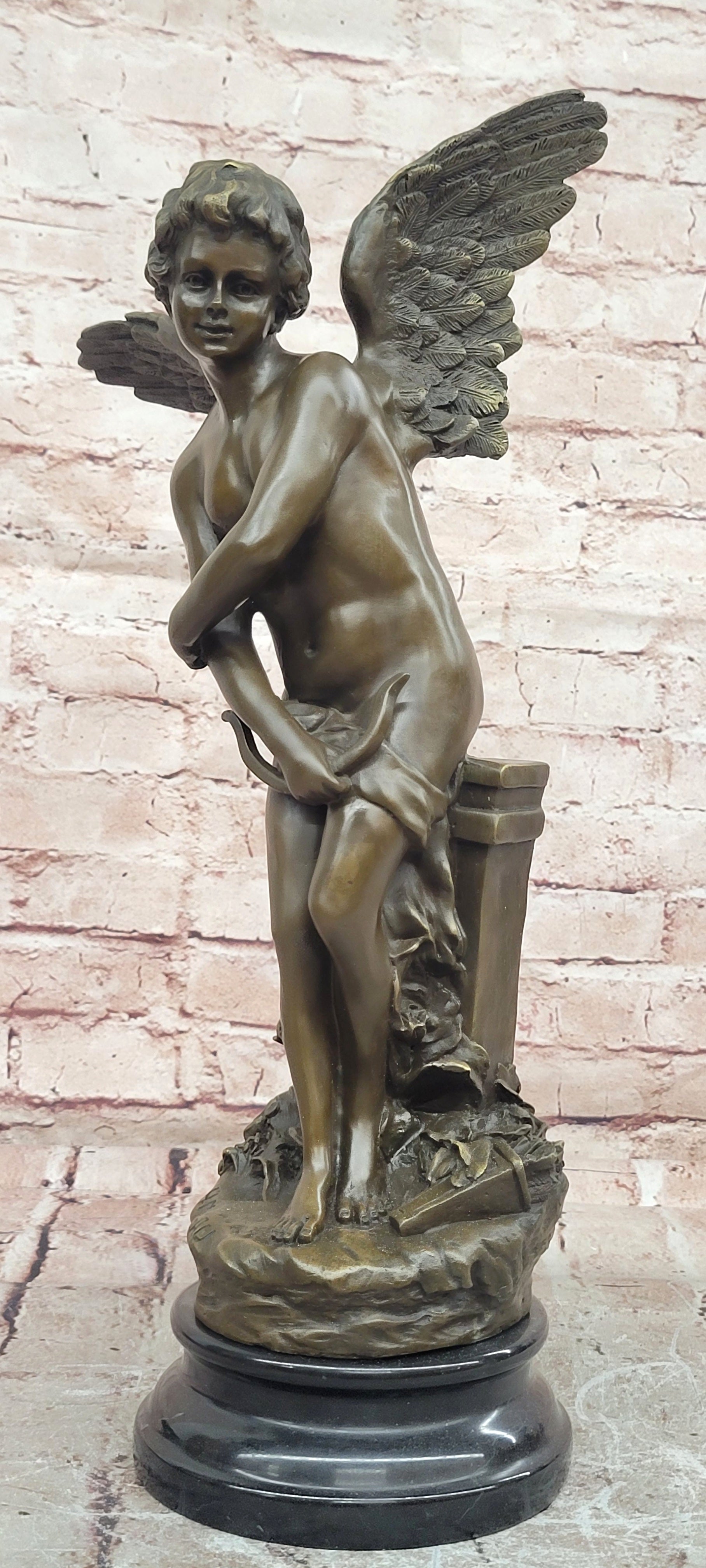 Moreau Cupid Bronze Statue Romantic Gesture Nude Male Angel Home Decor