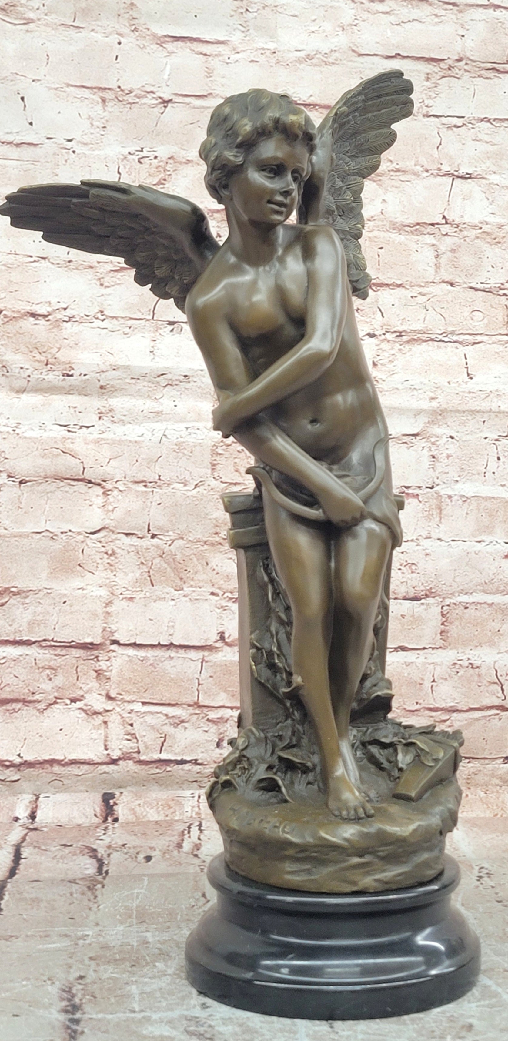 Moreau Cupid Bronze Statue Romantic Gesture Nude Male Angel Home Decor
