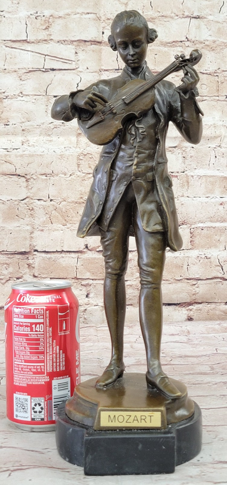 Mozart Violinist Genuine Real Bronze Statue - Fine Art Music Lover`s Gift