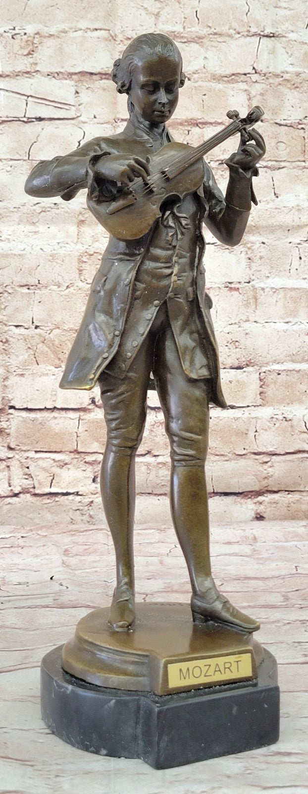 Mozart Violinist Genuine Real Bronze Statue - Fine Art Music Lover`s Gift
